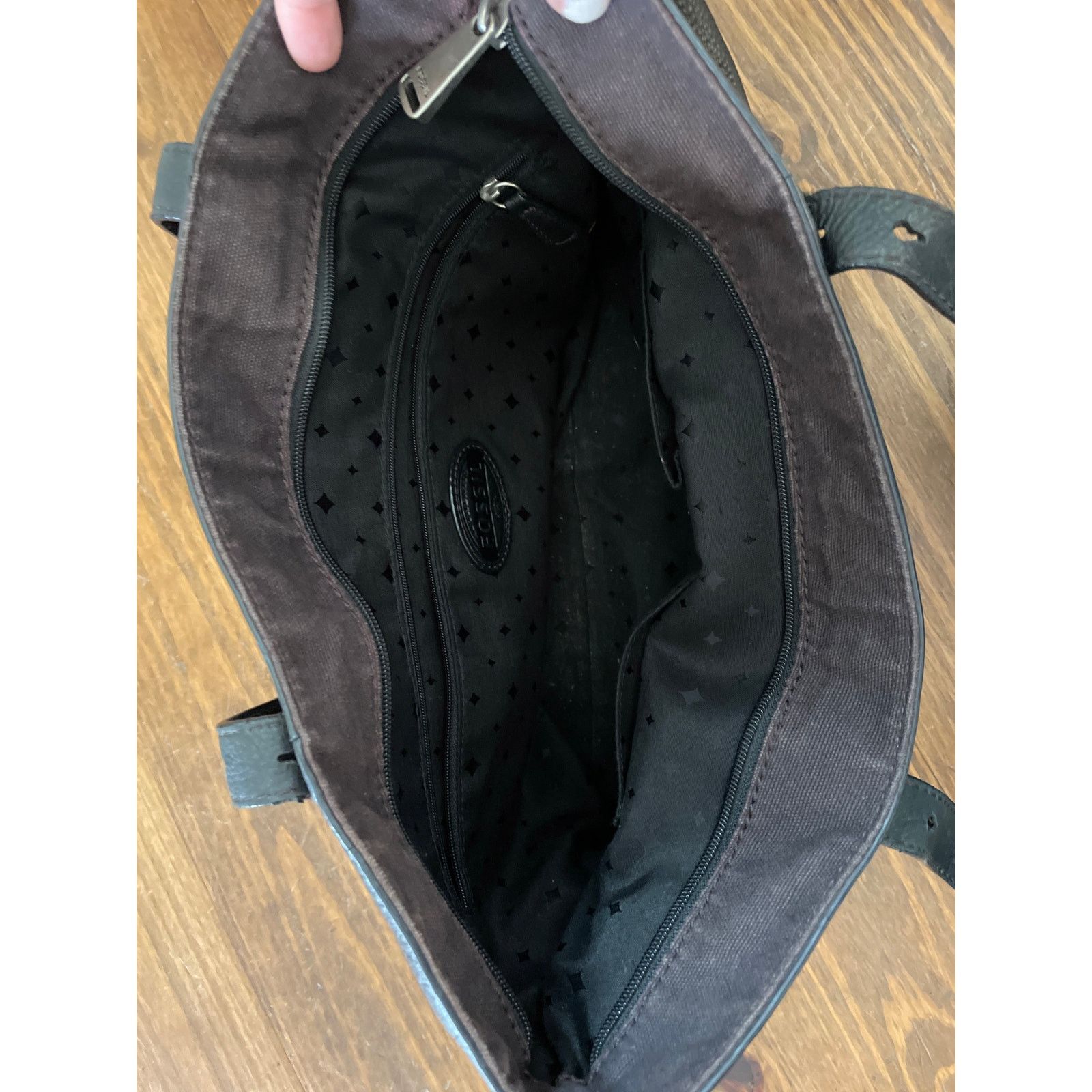 Fossil Fossil Black Pebbled Leather Shoulder Zipper Tote Size ONE SIZE - 3 Thumbnail