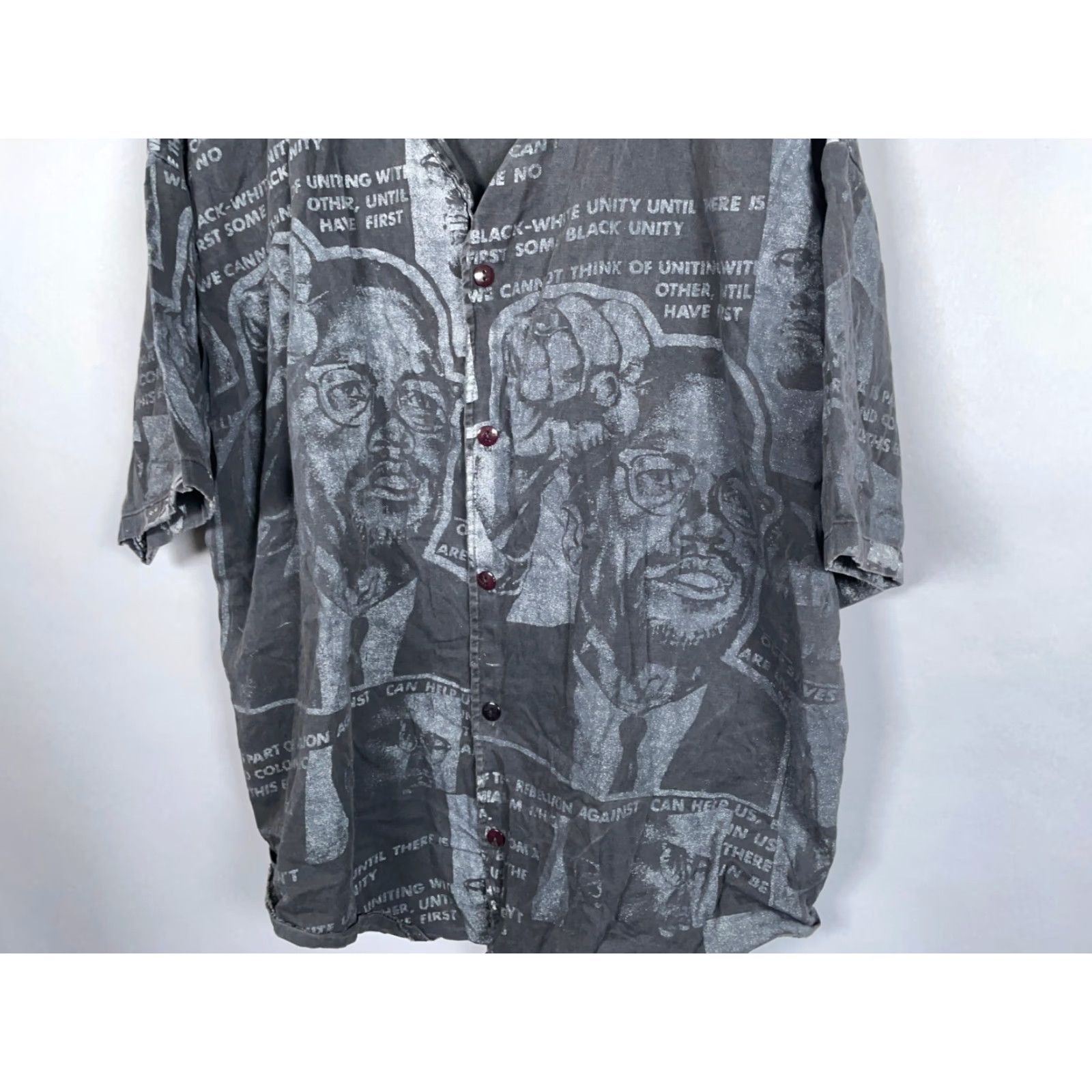 Vintage VINTAGE Malcolm X AOP Baseball Jersey T-Shirt XL Black Men Short Sleeve Crew Neck 90s Hip Hop Retro Single Stitch Cotton Size US XL / EU 56 / 4 - 7 Thumbnail