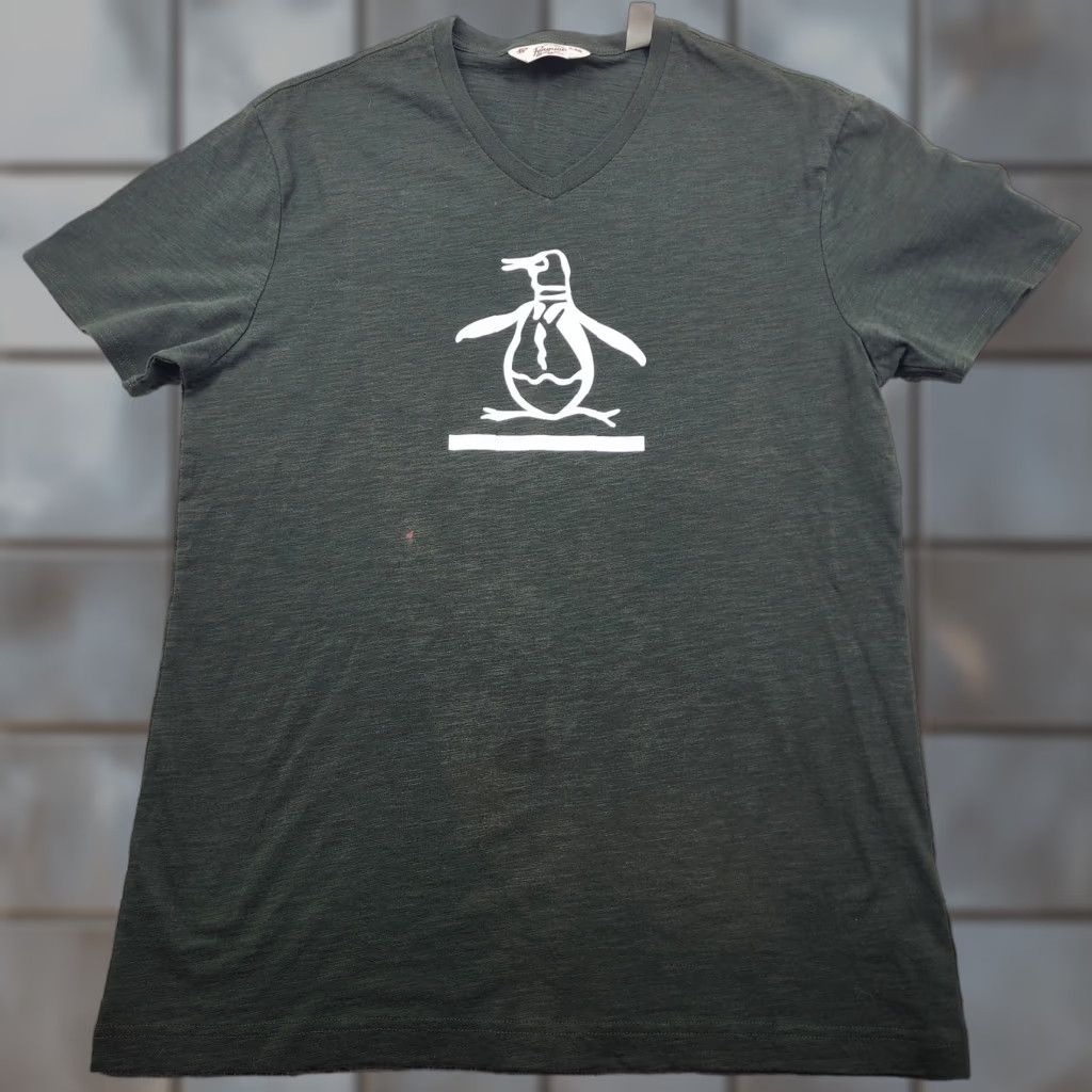 Original Penguin Original Penguin Shirt Mens XL Dark Green V Neck Graphic Logo Tee 100% Cotton Size US XL / EU 56 / 4 - 1 Thumbnail
