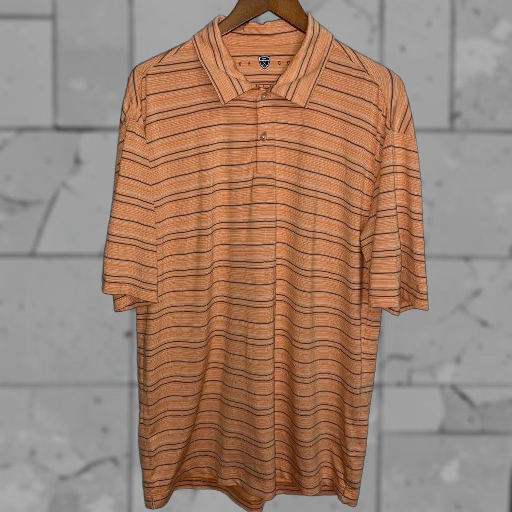 Nike Nike Golf Polo Shirt Mens Size L Orange Striped Athletic FitDry Golf Clothing Size US L / EU 52-54 / 3 - 1 Thumbnail