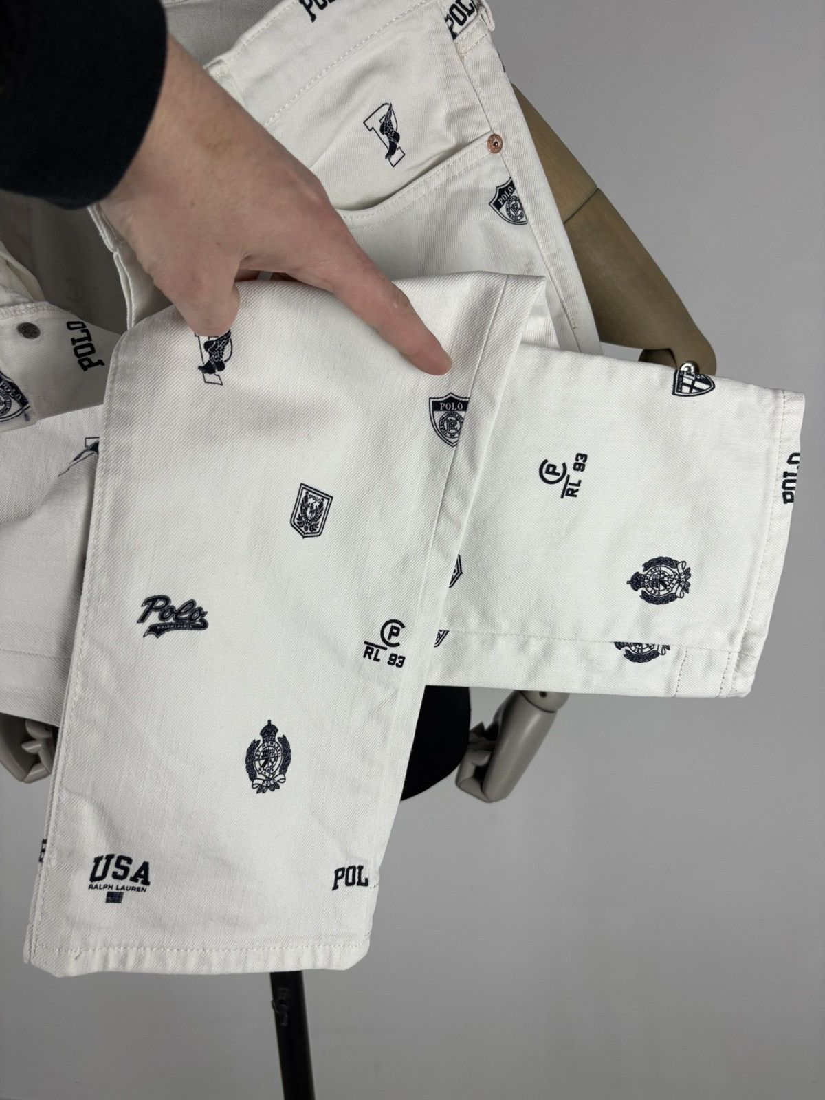 RRL Ralph Lauren Rare Polo Bear Multi-Logo Double Rrl Print Pattern Cotton Denim Pants Jeans Size US 34 / EU 50 - 13 Thumbnail