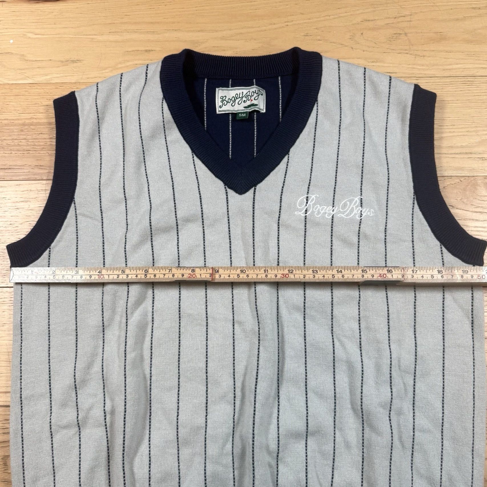 Vintage Bogey Boys Sweater Vest Mens Small Gray Navy Pinstripe Golf NWOT Size US S / EU 44-46 / 1 - 6 Thumbnail