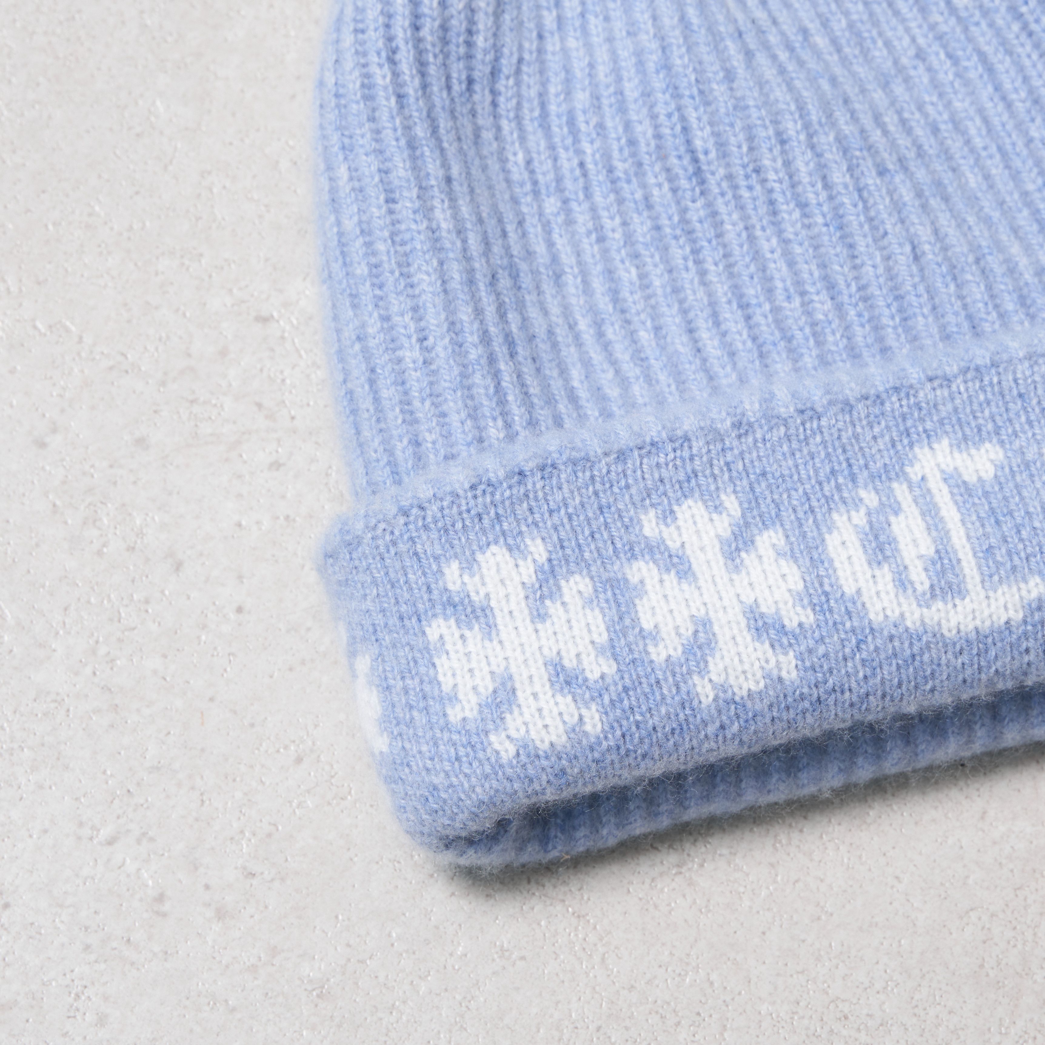 Chrome Hearts CHROME HEARTS Big Daddy Cashmere Beanie LIGHT BLUE/WHITE Size ONE SIZE - 2 Thumbnail