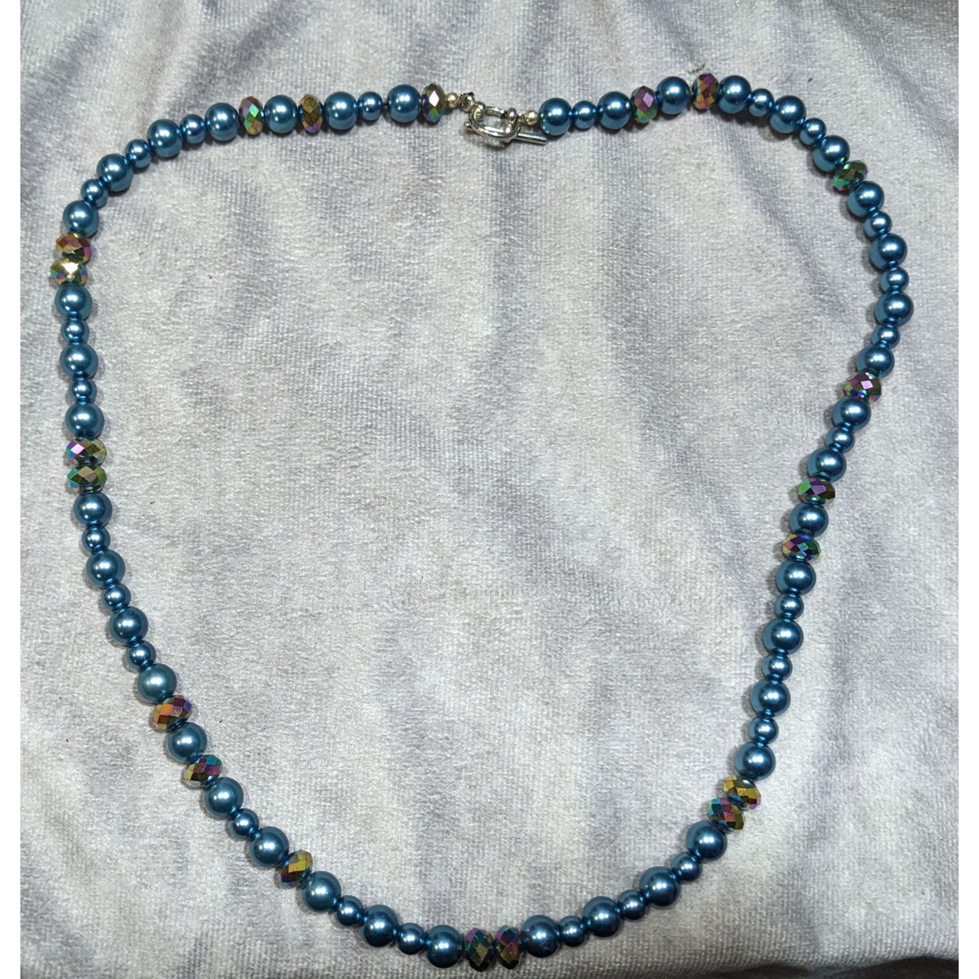 Handmade Handmade Mermaidcore Metallic Blue Faux Pearl And AB Glass B Size ONE SIZE - 6 Thumbnail