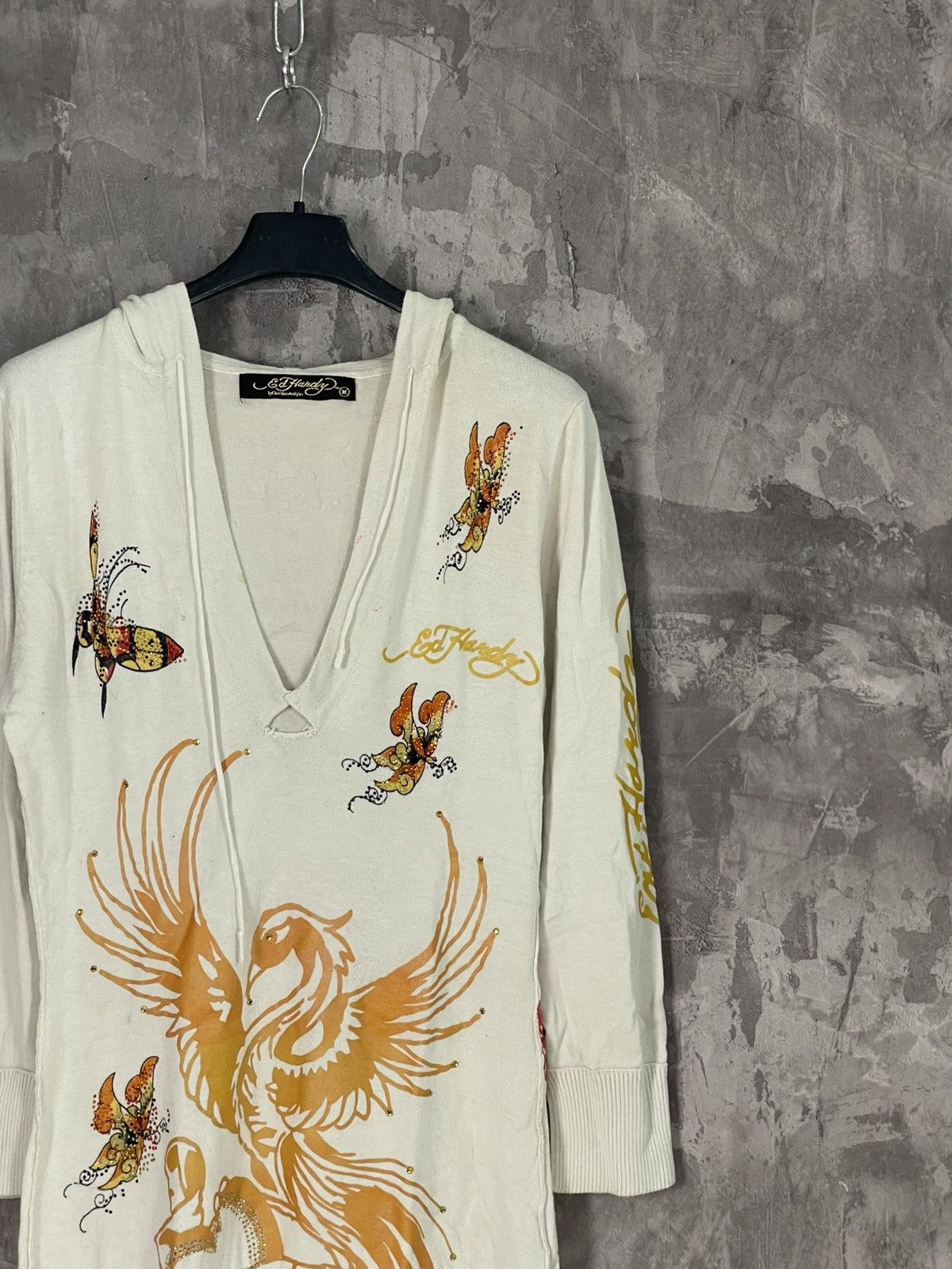 Christian Audigier × Designer × Ed Hardy Ed Hardy Women's Sweater Hoodie Dress y2k 2000s Size M / US 6-8 / IT 42-44 - 5 Thumbnail