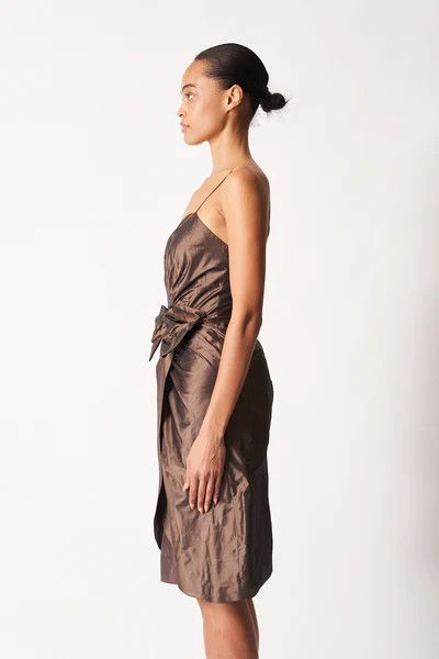 Maison Margiela o1y0625 Midi Dress in Brown Size M / US 6-8 / IT 42-44 - 4 Thumbnail