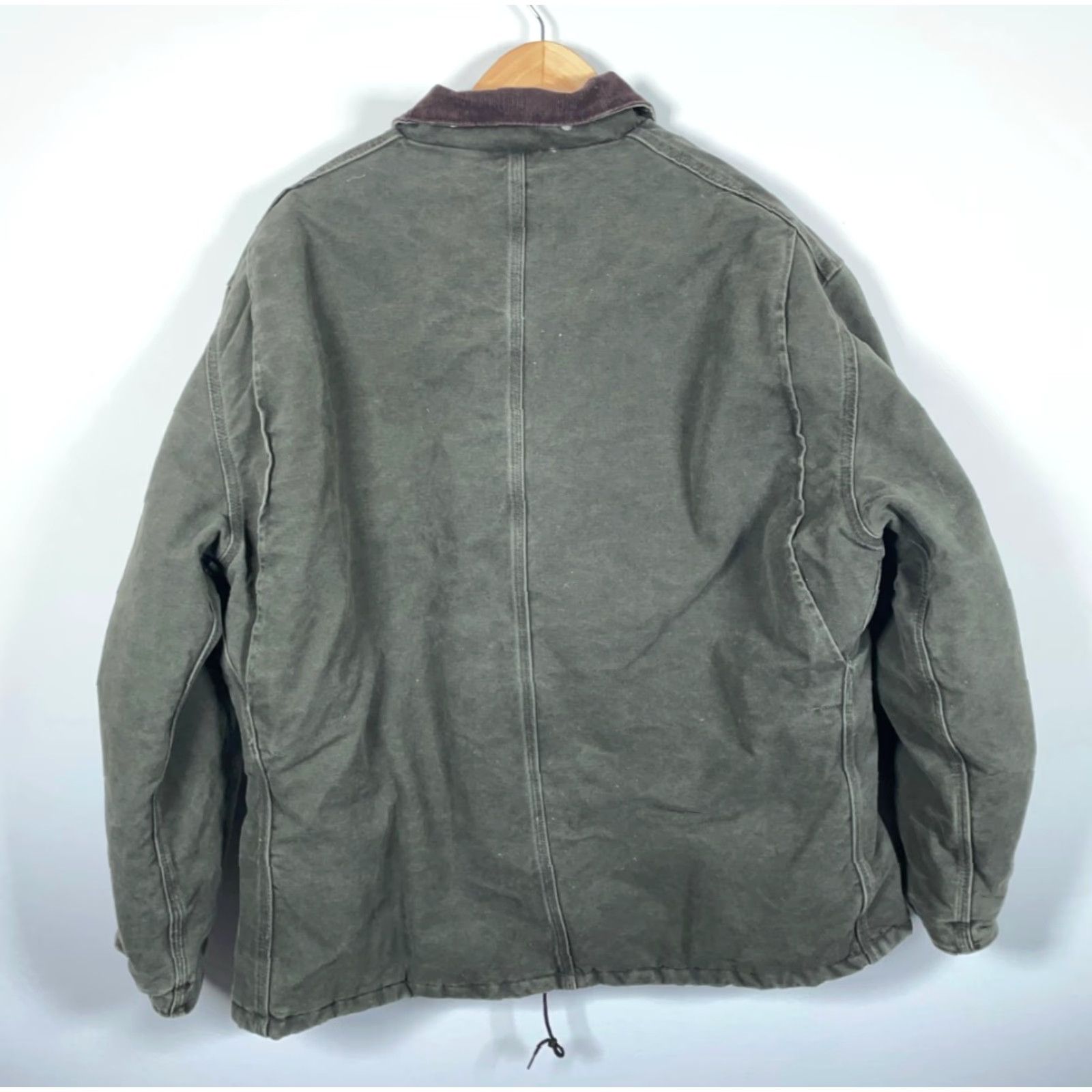 Carhartt VINTAGE Carhartt C26 Duck Canvas Jacket Mens 2XL Moss Green Quilted Lining Faded Bomber Jacket Casual Workwear 90s Grunge Retro Mens Size US XXL / EU 58 / 5 - 2 Thumbnail