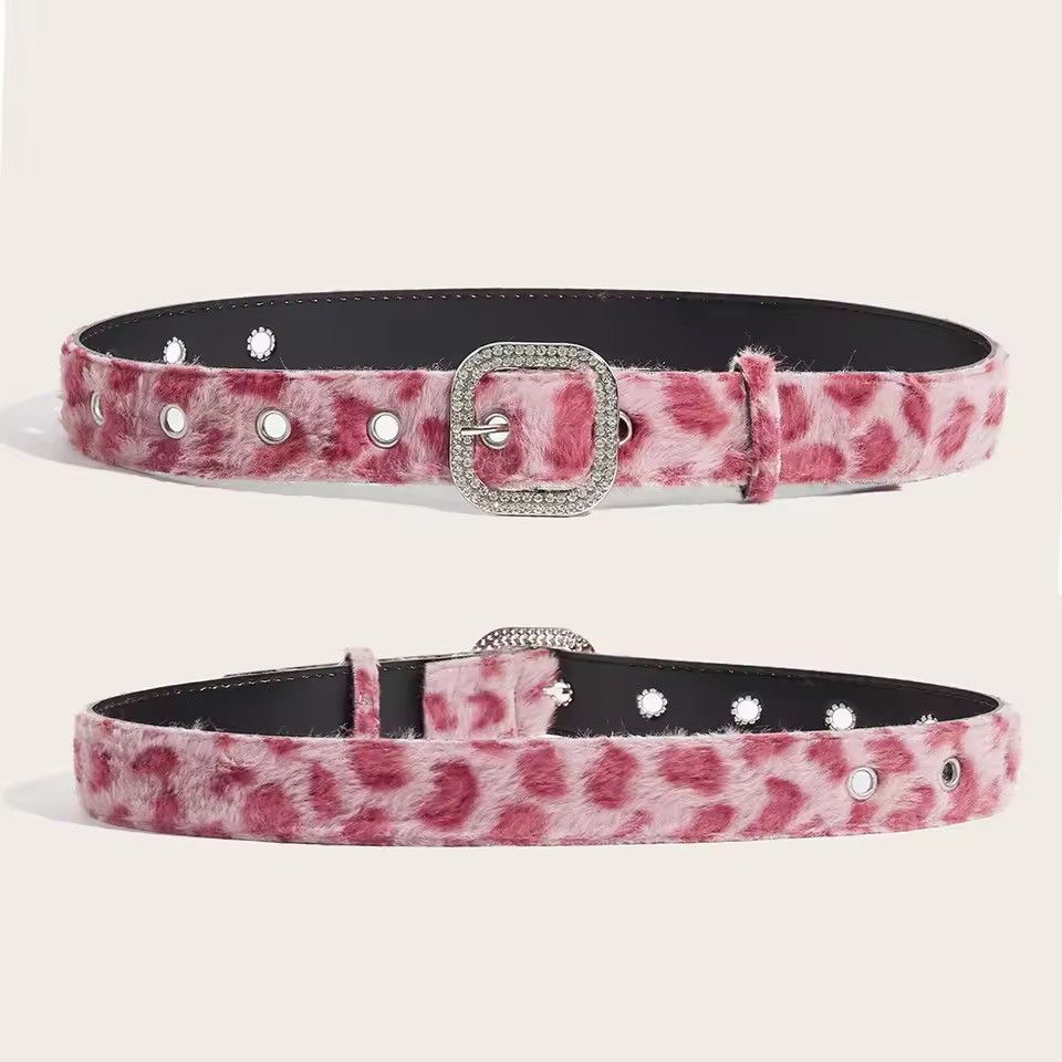 Japanese Brand Y2k snow leopard fuzzy fur belt Size 30 - 2 Thumbnail