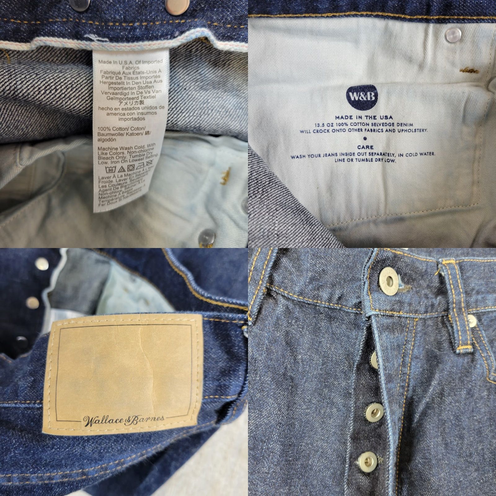 Wallace & Barnes Wallace & Barnes Jeans Mens 32x34 Blue Flared Button Fly USA Denim Vintage: No, 90s, USA theme Size US 32 / EU 48 - 8 Thumbnail
