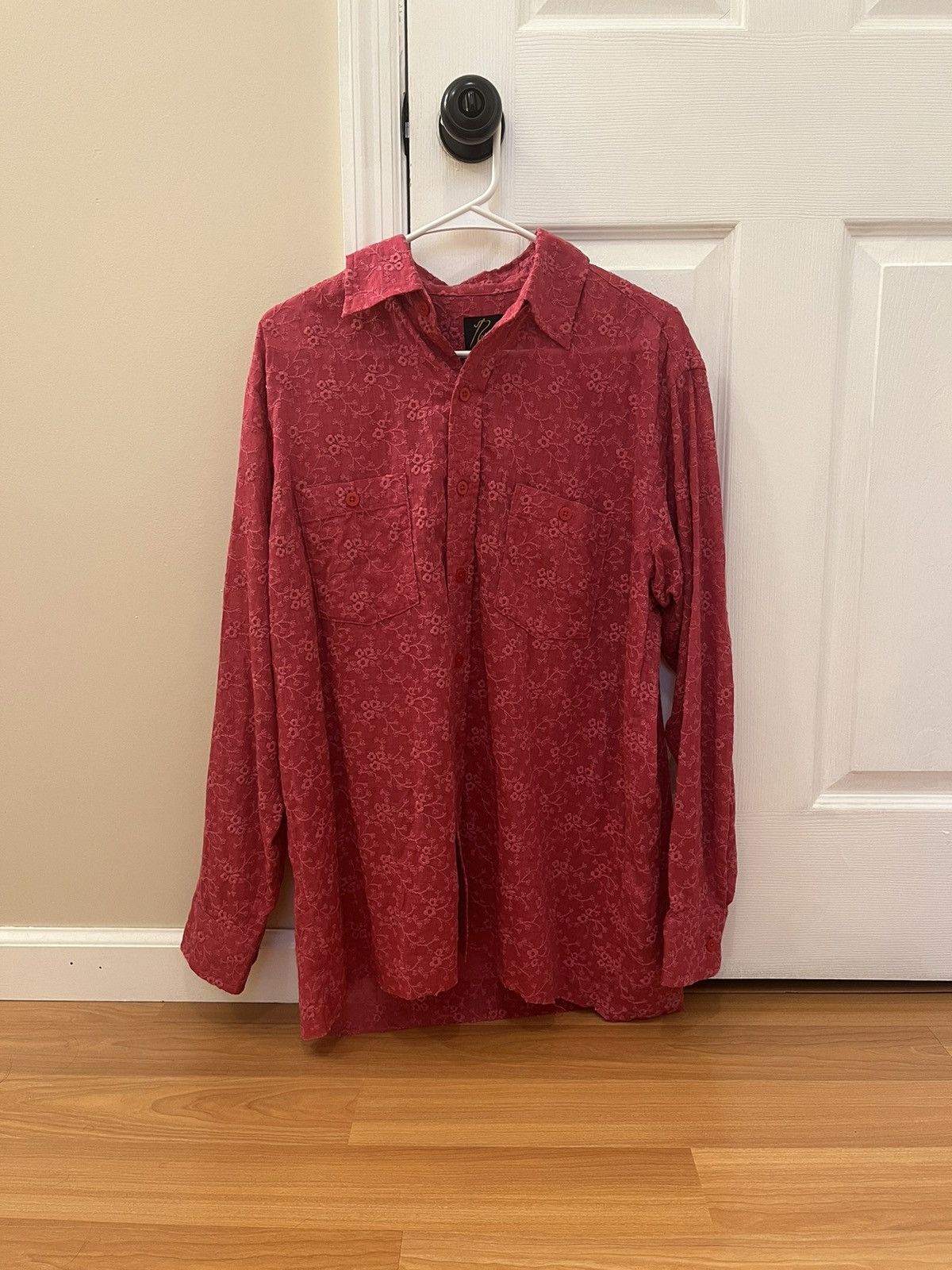 Needles Cut-Off Pink Floral Embroided Shirt