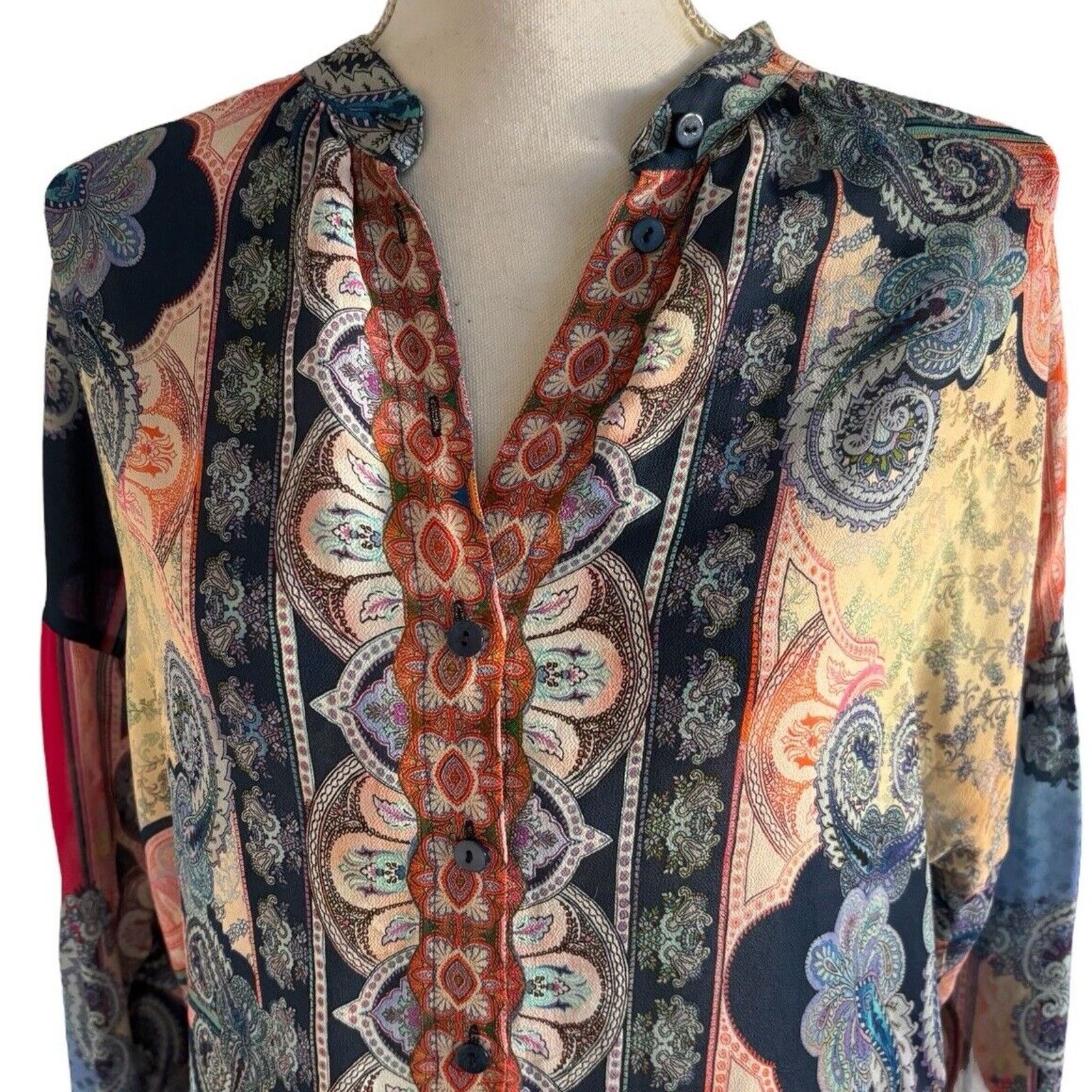 Johnny Was Johnny Was Onda Blouse S Paisley Bishop Sleeve Button Up Size S / US 4 / IT 40 - 5 Thumbnail