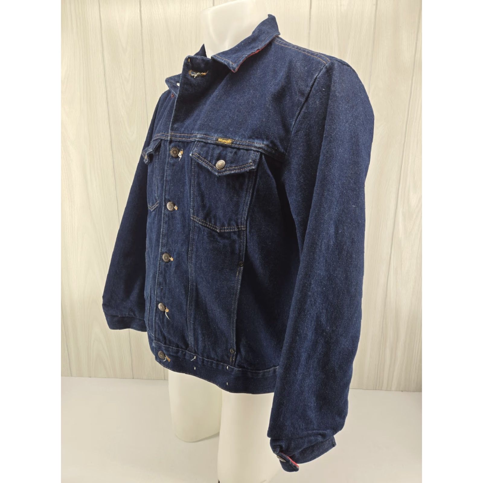 Wrangler VINTAGE Wrangler Denim Trucker Jacket Men’s LARGE USA Made Blue 80s Lined Cotton Jacket Size US L / EU 52-54 / 3 - 3 Thumbnail