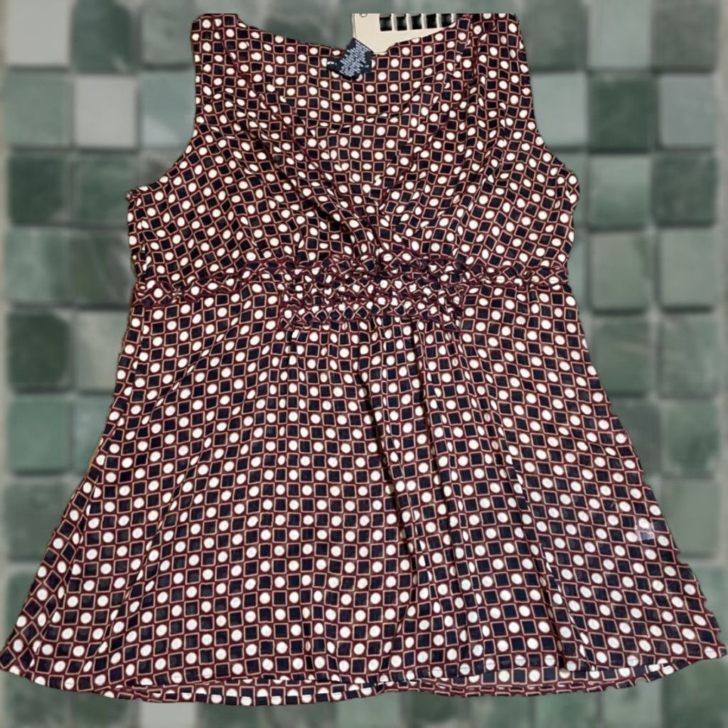 Vintage New York and Company Top Womens Large L Sleeveless Sheer Red Black Polyester Size L / US 10 / IT 46 - 1 Thumbnail