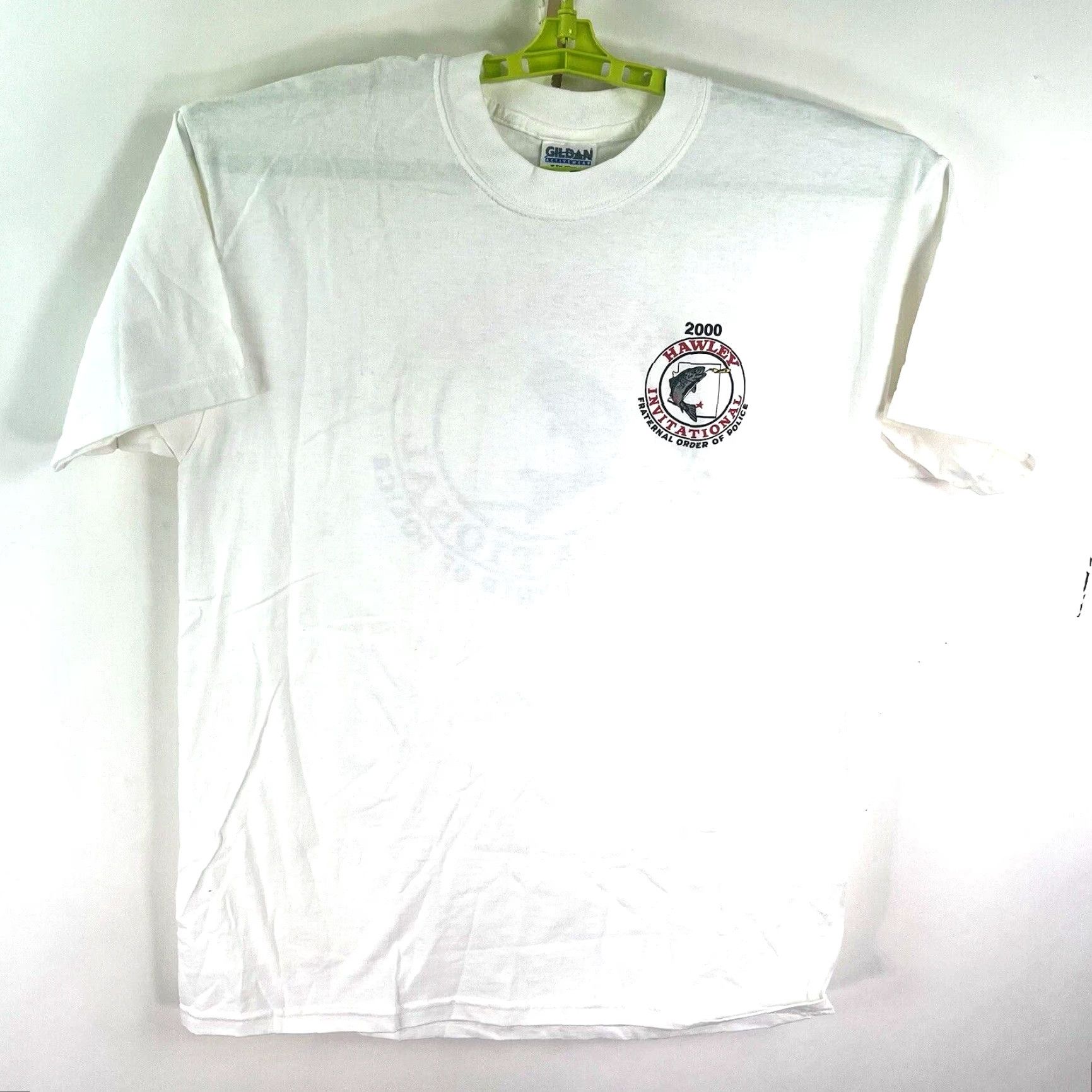 Vintage VINTAGE Police Fish T-Shirt Mens XL White 2000s Hawley Fishing Tournament Graphic Print Short Sleeve Size US XL / EU 56 / 4 - 2 Thumbnail