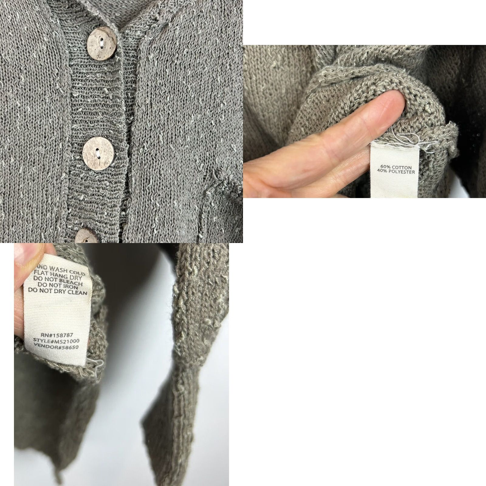 Vintage Sage Womens Small Sweater Oversized Half Button Textured Minimalist Capsule Size S / US 4 / IT 40 - 8 Thumbnail