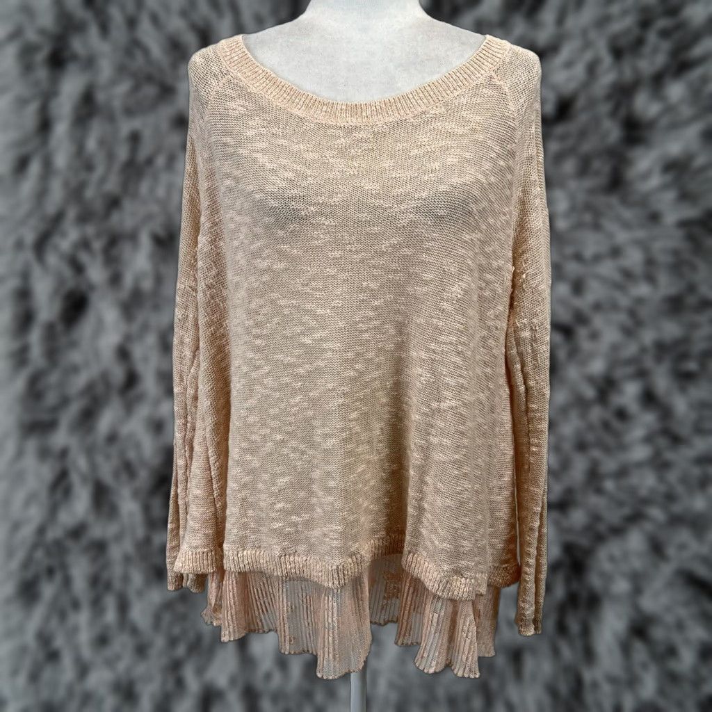 Torrid Torrid Blush Split Back Knit Sweater Top Sz 1 1X Plus Pink Lace Hem Women’s Sweater Pullover Long Sleeve Cotton Blend Knit Round Neck VGUC Women’s Size XL / US 12-14 / IT 48-50 - 1 Thumbnail