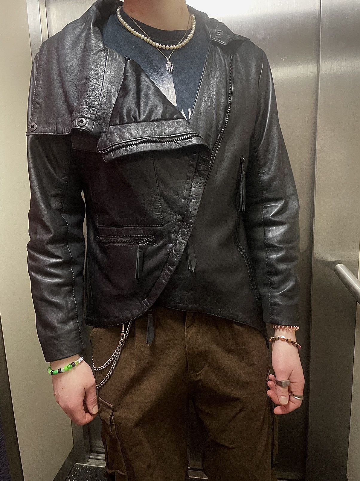 Vintage Avantgarde/Rick Owens Inspired asymmetrical Leatherjacket Size US M / EU 48-50 / 2 - 4 Thumbnail
