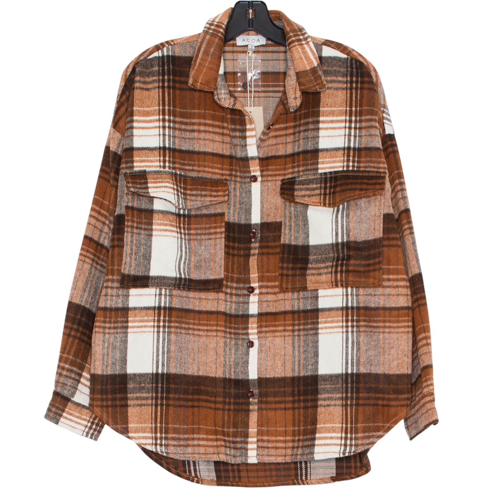 Other NWT ACOA Shacket Wool Flannel Oversize Button Plaid Small Size S / US 4 / IT 40 - 1 Thumbnail