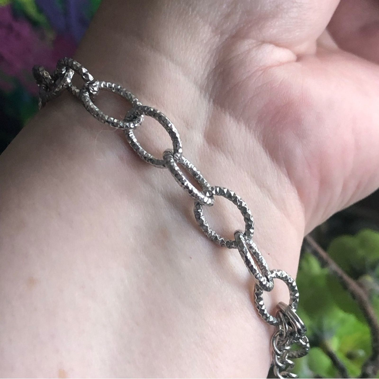 Jewelry Silver chunky sparkle link chain anklet bracelet Size ONE SIZE - 6 Thumbnail