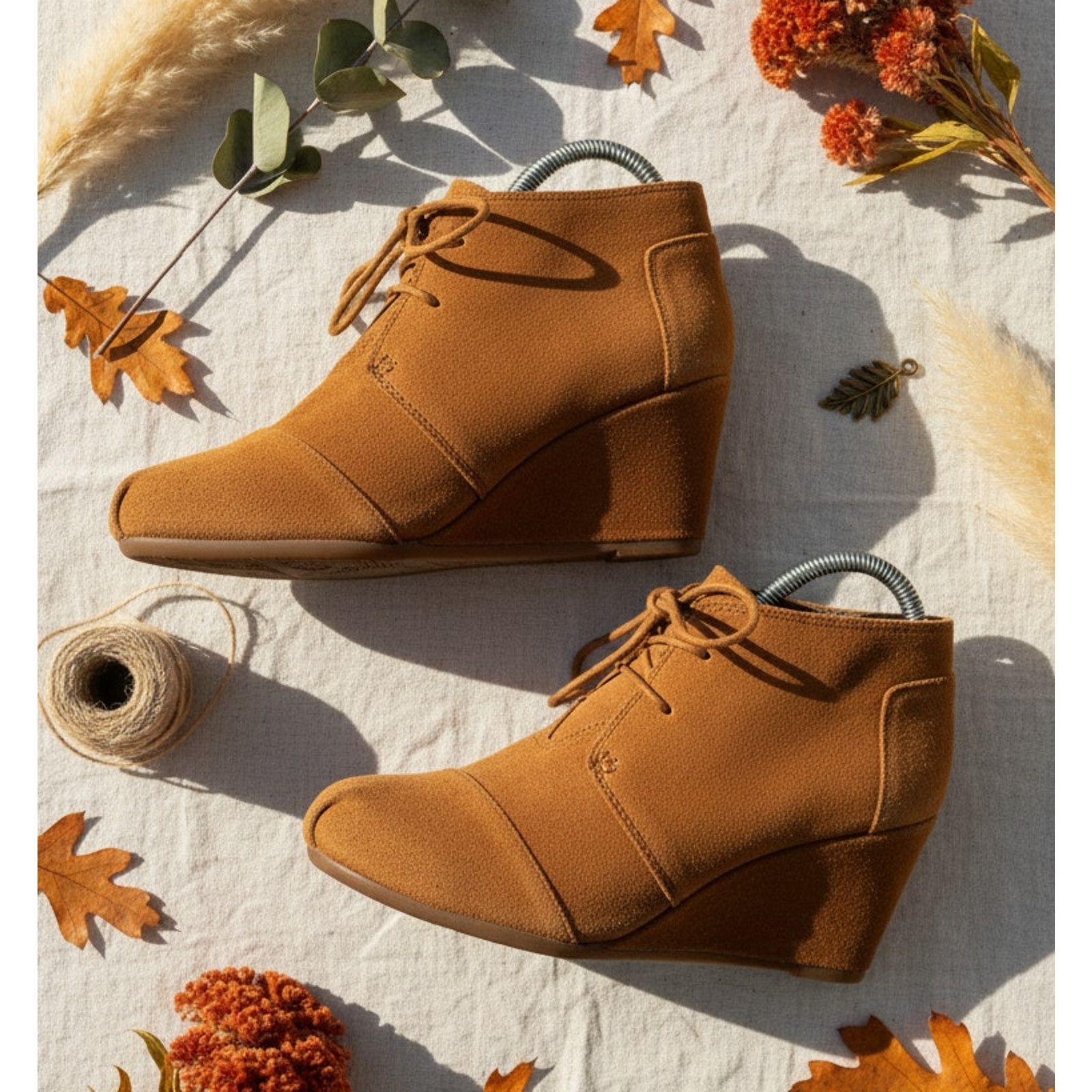 Toms TOMS Desert Wedge Lace-Up Ankle Booties Womens Size 10 Brown Size US 10 / IT 40 - 1 Thumbnail