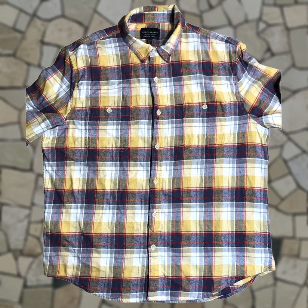 Lucky Brand Lucky Brand Flannel Shirt Mens XL Blue Yellow Plaid Long Sleeve Button-Up Casual Workwear Streetwear Vintage No Size US XL / EU 56 / 4 - 1 Thumbnail