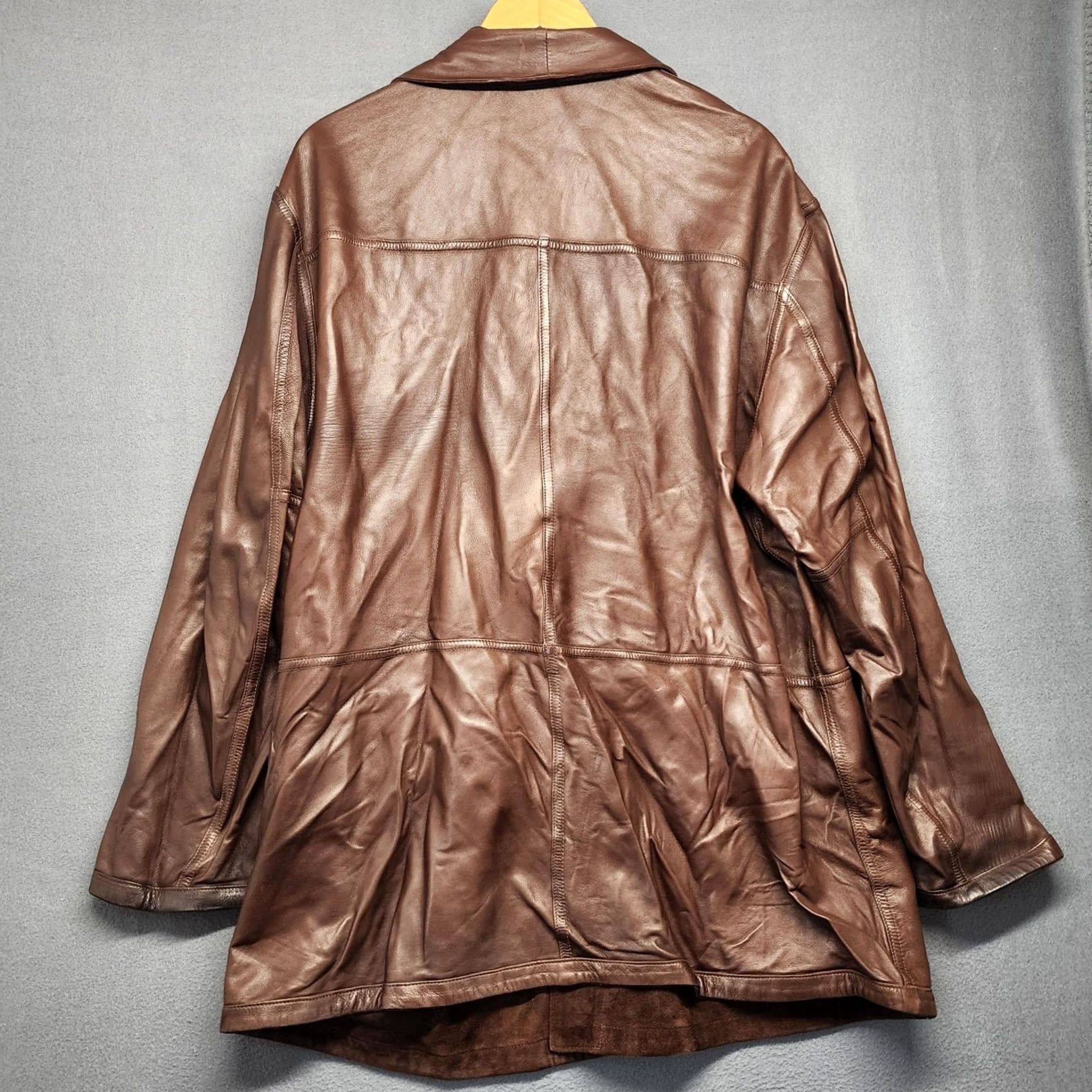 Vintage VINTAGE Ponte Vecchio Suede Leather Jacket Coat Mens XL Reversible Italy Brown Overcoat Coat Mens XL Brown Italy Suede Leather Reversible Vintage Mens Size US XL / EU 56 / 4 - 2 Thumbnail