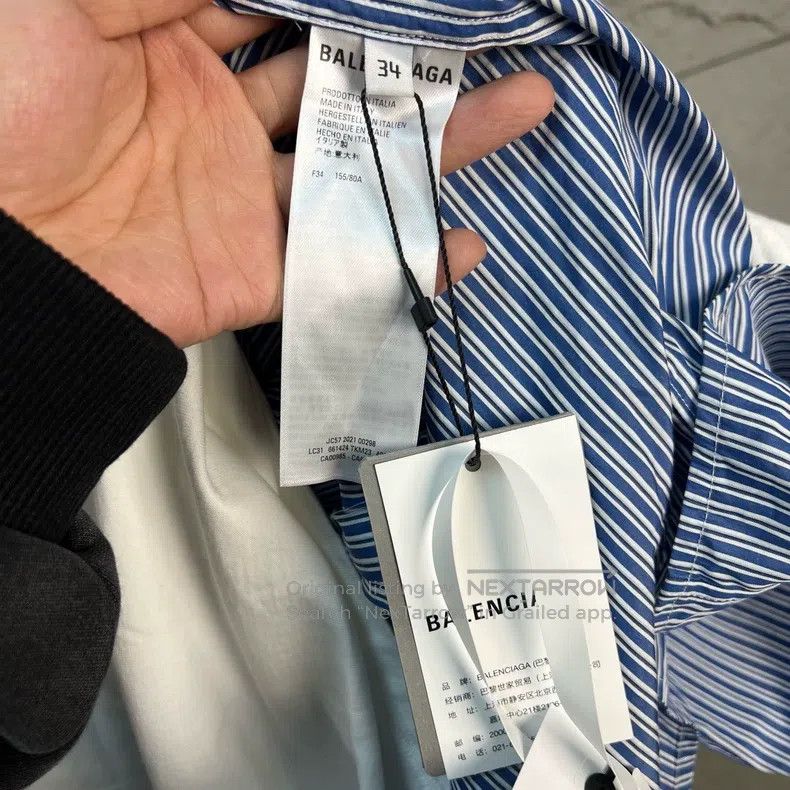 Balenciaga Balenciaga White Lining Big Destroyed Blue Striped Two-pie Size XXS / US 00 / IT 34 - 4 Thumbnail