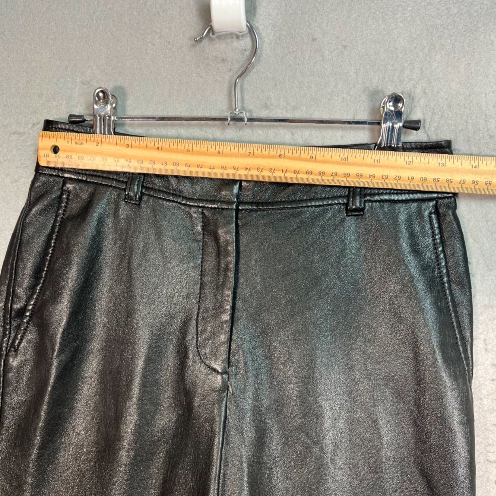 Vintage Babaton Womens Pants Size 2 Black Faux Leather High-Waisted Straight Leg Womens Size 26" / US 2 / IT 38 - 6 Thumbnail