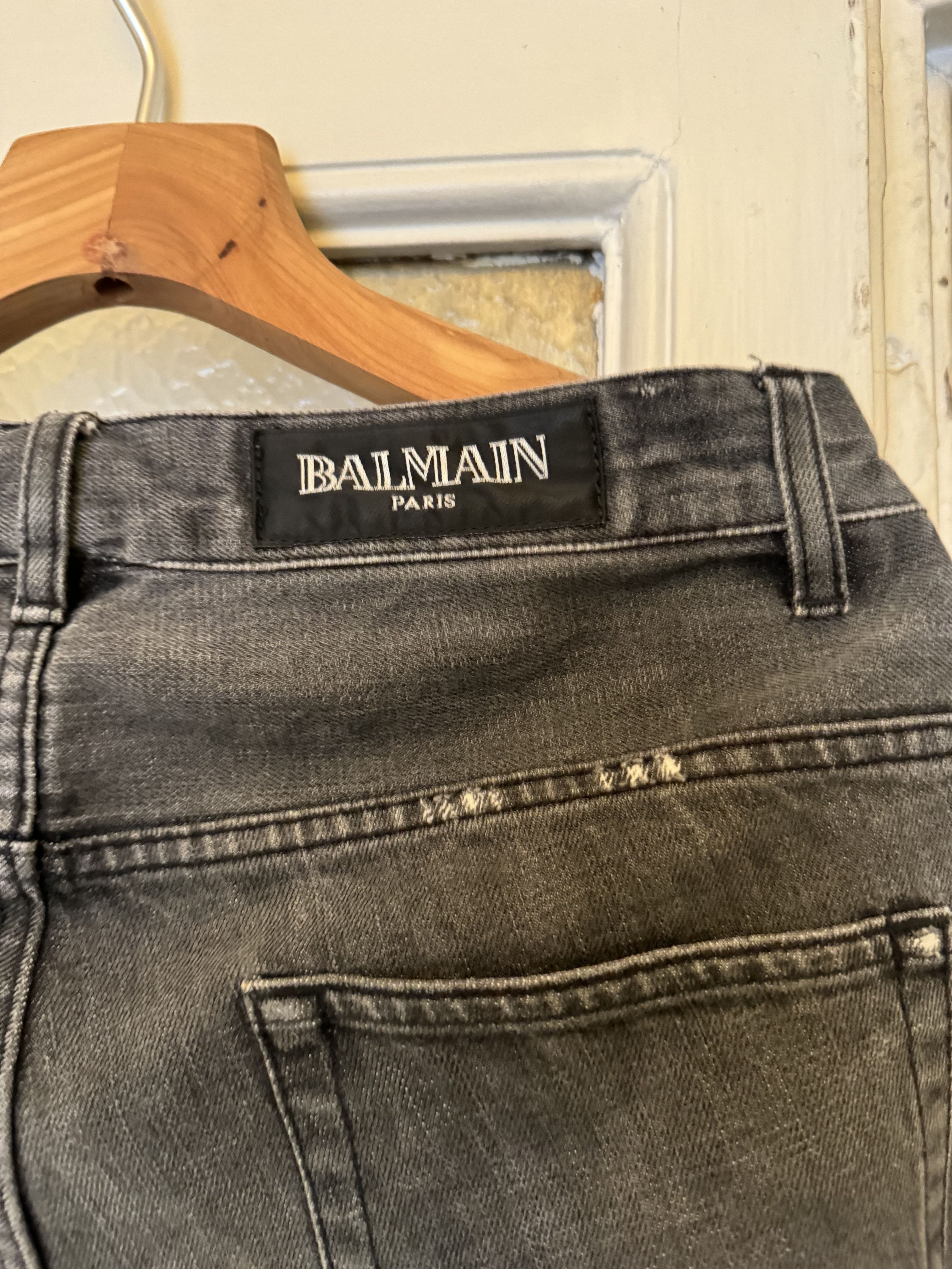 Balmain DARK GRAY DENIM DISTRESSED JEANS Size US 30 / EU 46 - 7 Thumbnail