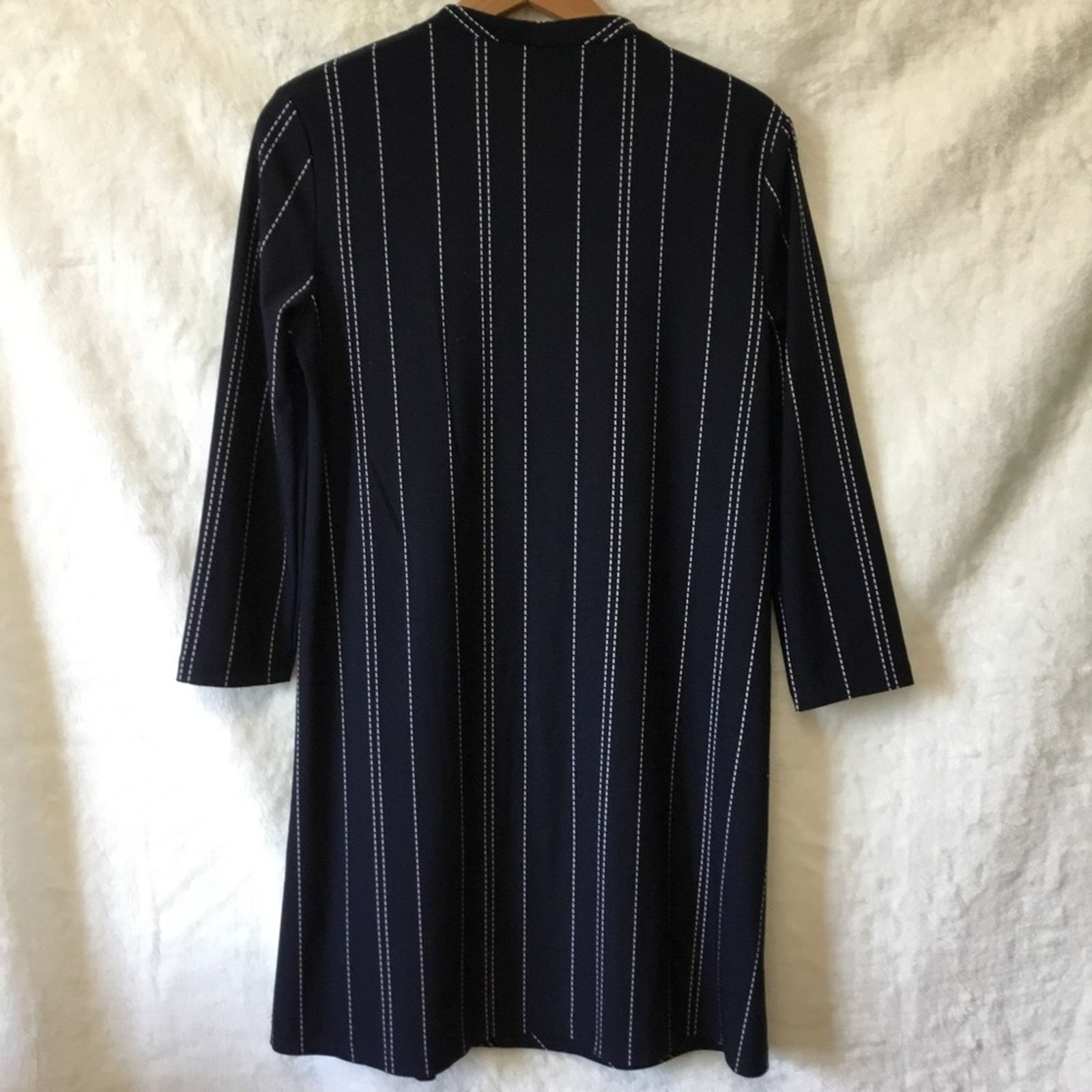 Mango Mango Navy Blue Long Sleeve Striped Dress Size S / US 4 / IT 40 - 4 Thumbnail