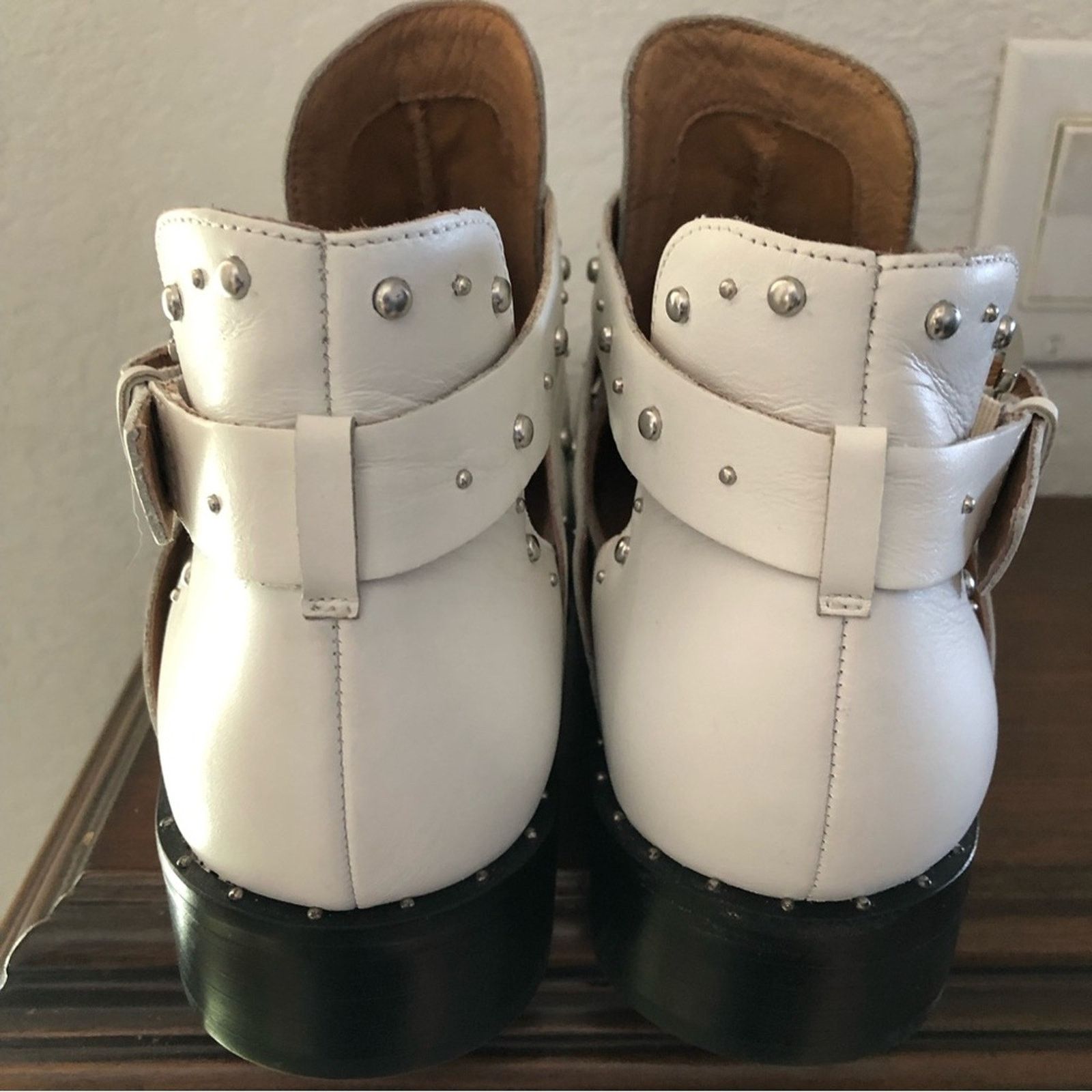 Other Halogen white buckle silver stud leather booties 10M Size US 10 / IT 40 - 6 Thumbnail