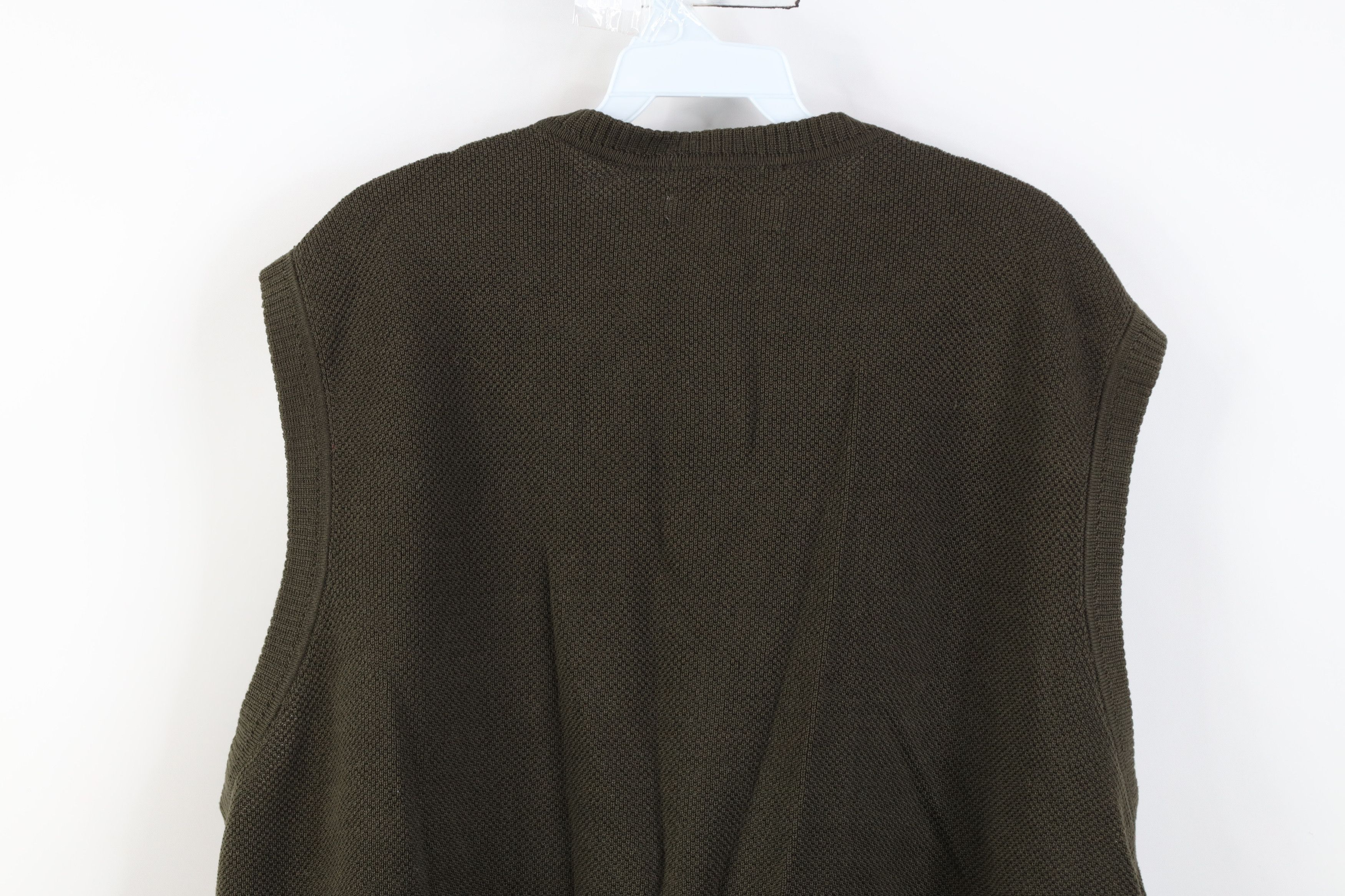 Vintage Vintage 90s Streetwear Thermal Knit Sweater Vest Olive Green Size US XXL / EU 58 / 5 - 8 Thumbnail