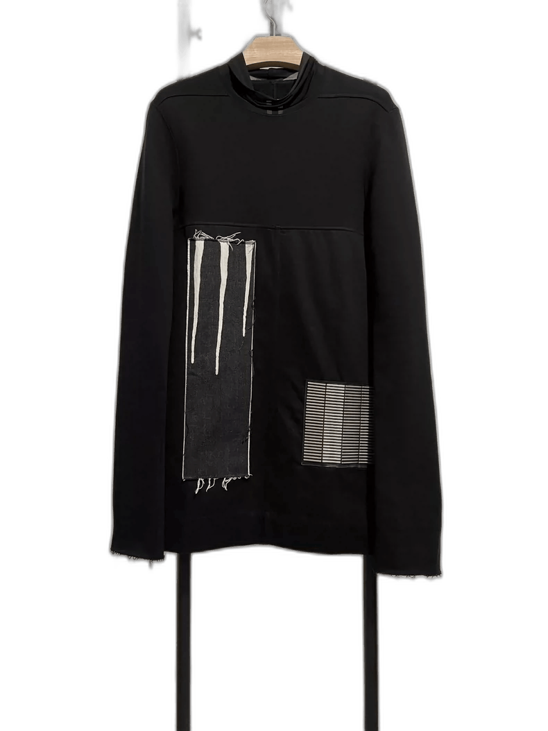 rick owens ro splashed ink patchwork sweatshirt