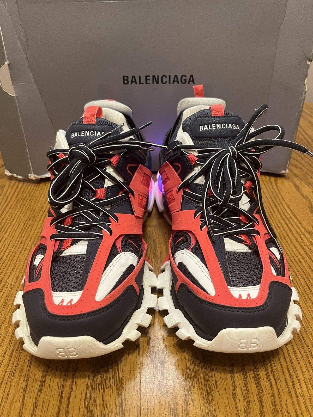 Balenciaga Balenciaga Track LED Sneaker (Red/Navy) Size US 11 / EU 44 - 2 Thumbnail