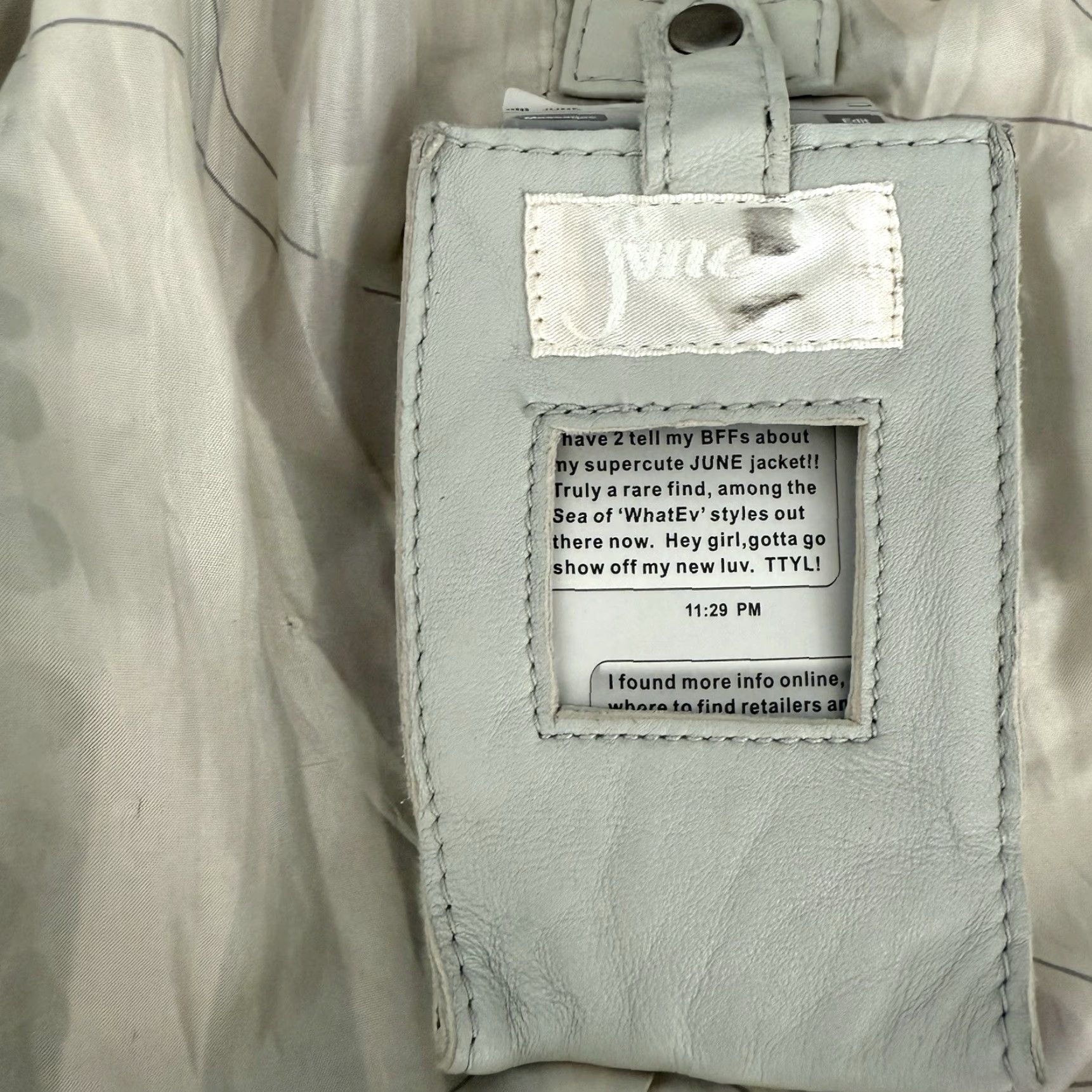 Vintage June Soft Lamb Leather Jacket Zipper Front Moto Pale Sage Blue M Anthro Women Cropped Jacket with Zip Lined Silk Pockets Size M / US 6-8 / IT 42-44 - 7 Thumbnail