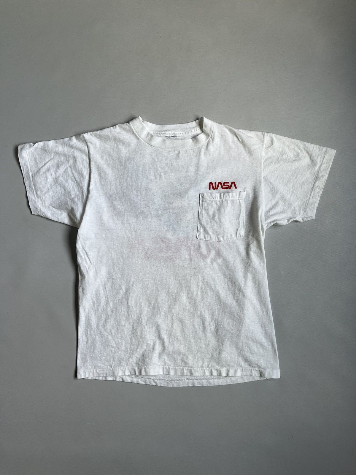 Vintage Vintage 80s NASA Single Stitch White Pocket T-shirt Size US M / EU 48-50 / 2 - 1 Thumbnail