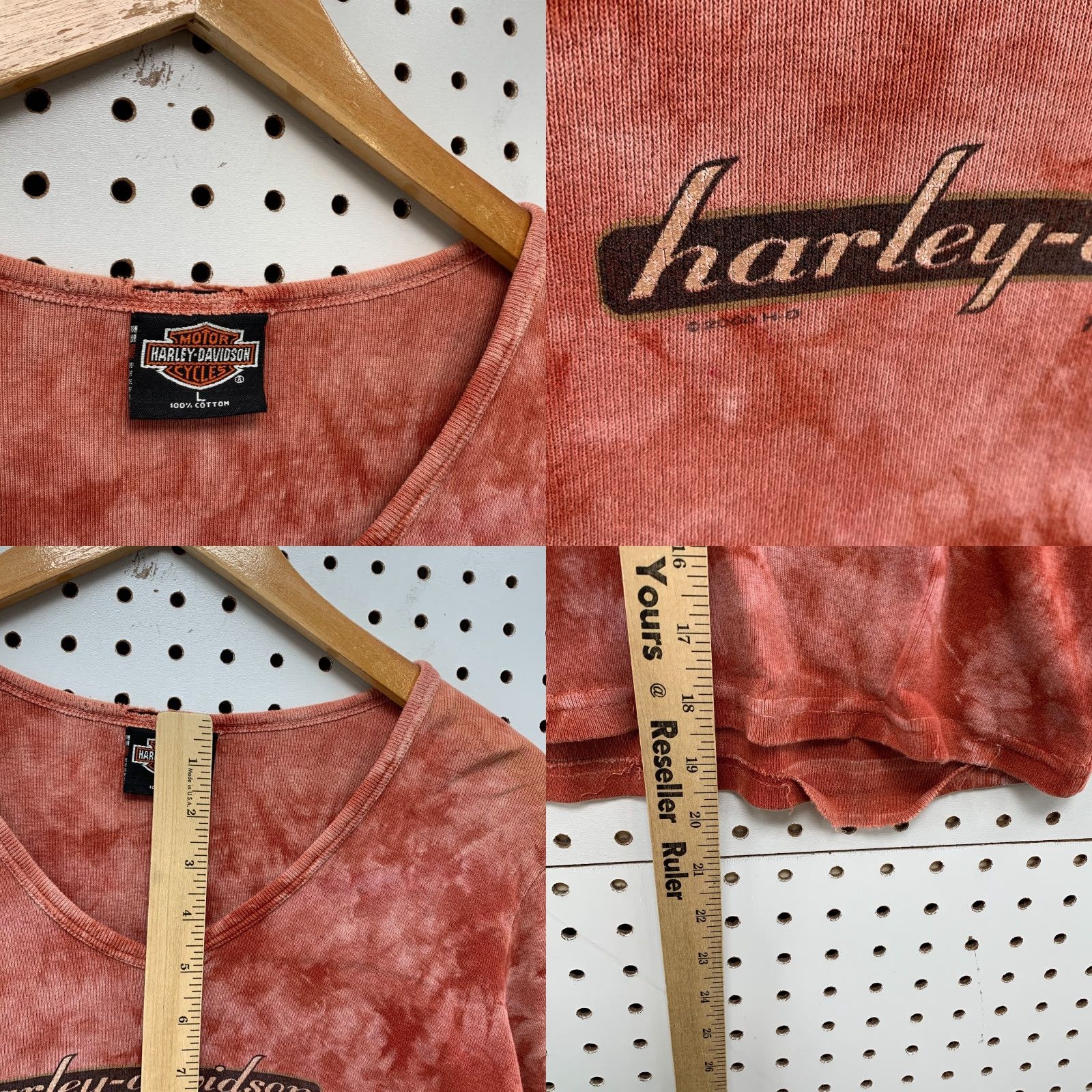Harley Davidson VINTAGE Harley-Davidson Motorcycle Top Womens L Red Cropped 3/4 Sleeve V-Neck 20x19.5 Womens Mens Size L / US 10 / IT 46 - 8 Thumbnail