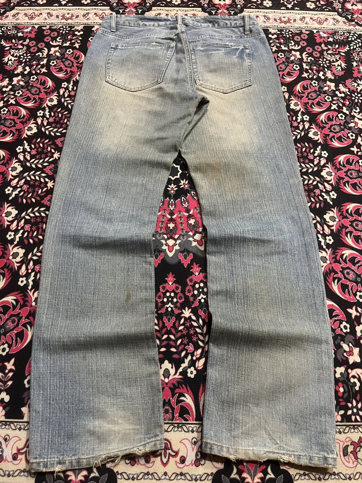 Karakuri Tamashii ⚡️Distressed⚡️Vintage Japanese Fish Koi Embroidery Mud Jeans Size US 34 / EU 50 - 2 Thumbnail