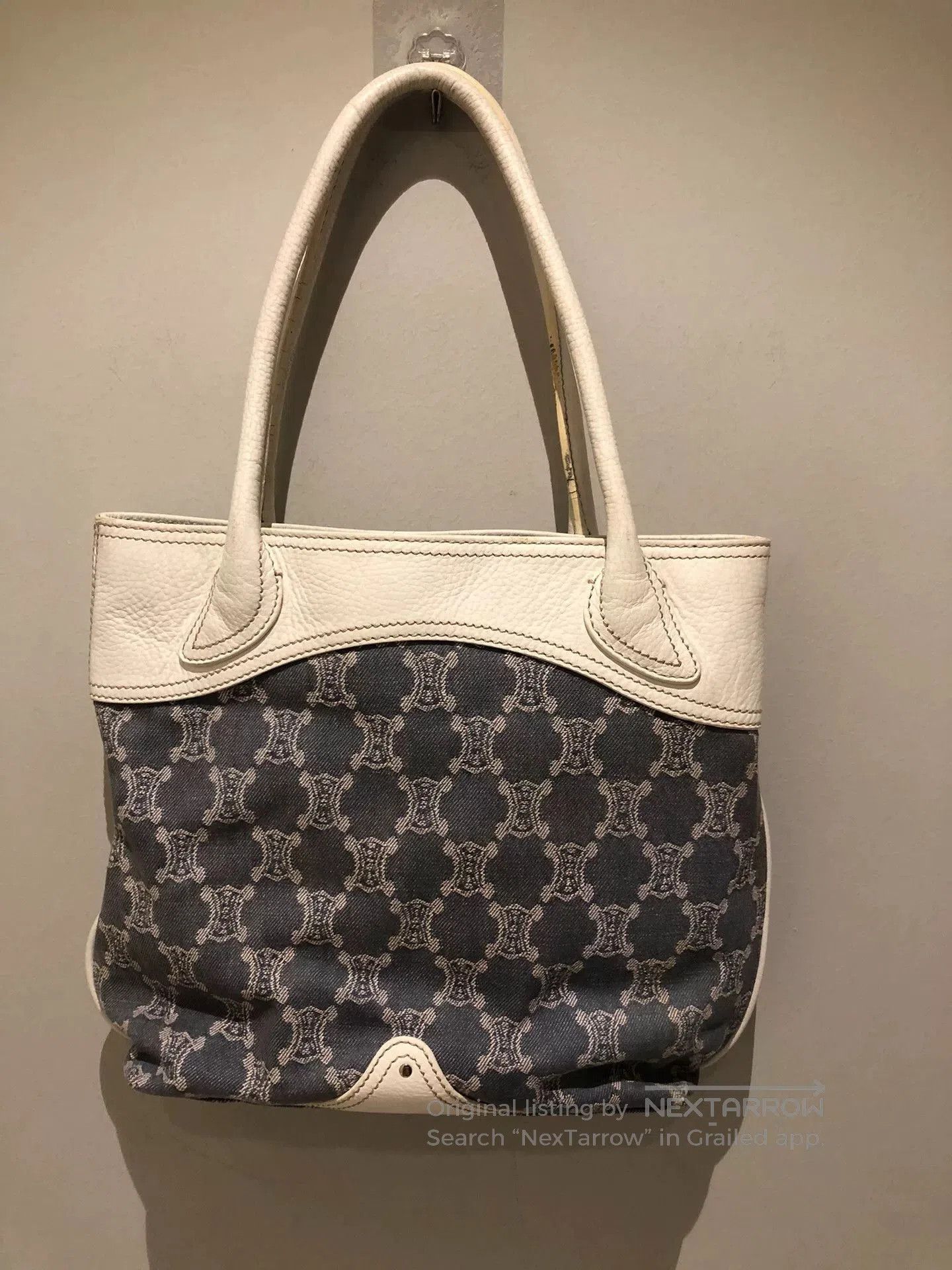 Celine Celine Vintage Denim Baby Blue Triomphe Tote. Size ONE SIZE - 2 Thumbnail