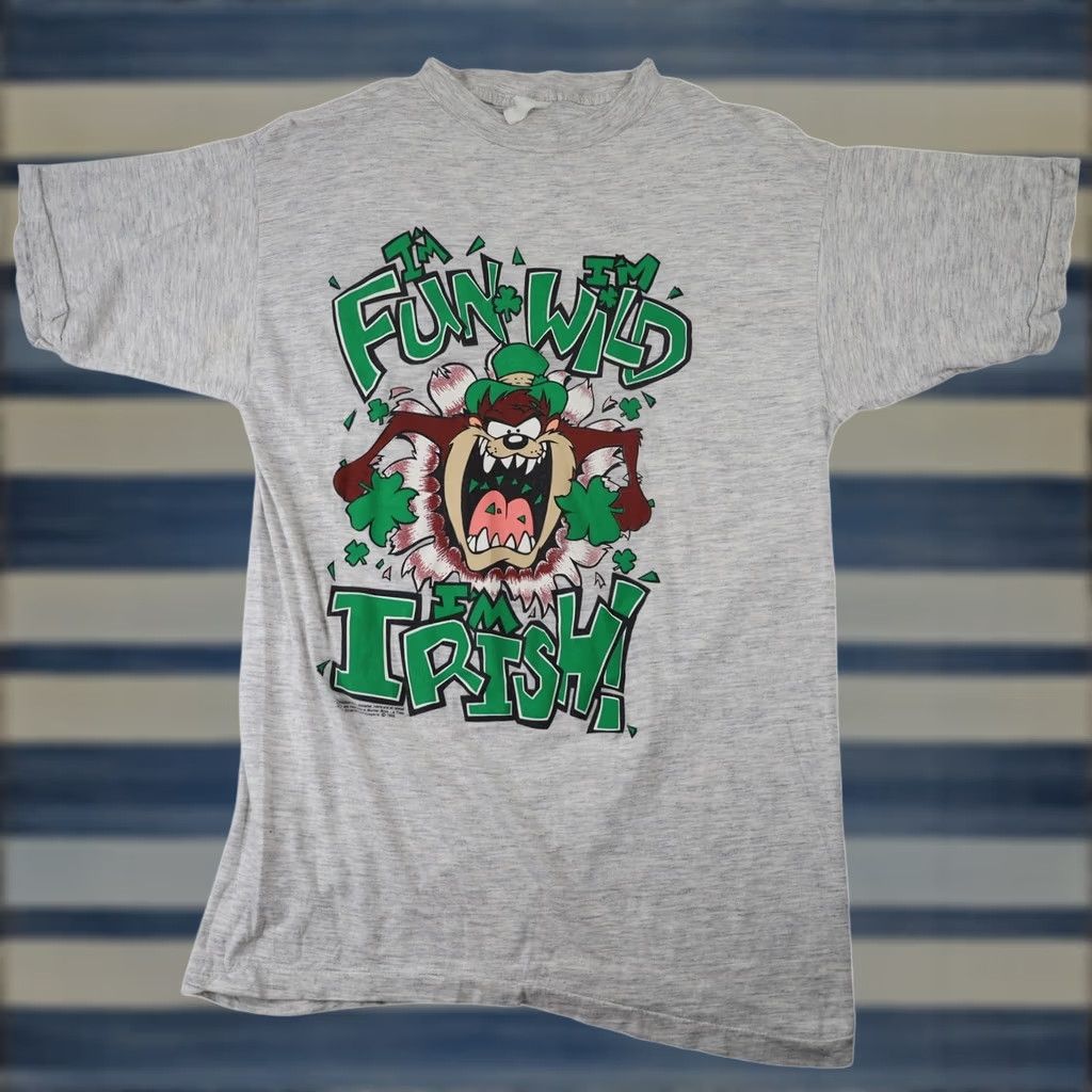Vintage VINTAGE Taz "Im Irish" St Patrick's Day Graphic T Shirt Mens M Gray Size US M / EU 48-50 / 2 - 1 Thumbnail