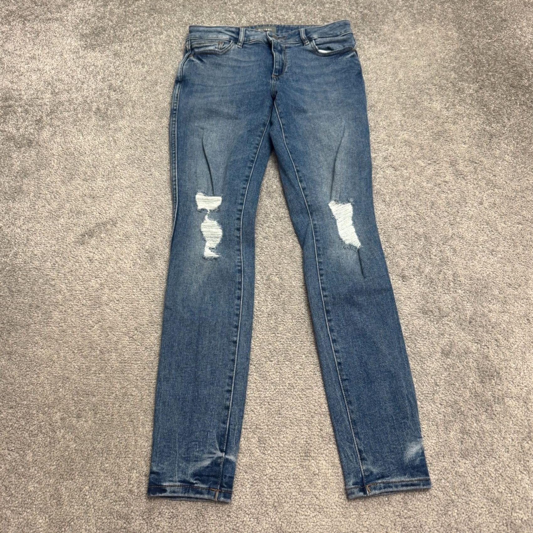 DL1961 DL1961 Emma Low Rise Skinny Hightower Distressed Denim Jeans Womens 25 Stretch Blue 5-Pocket Design Jeans Womens Boys Girls Mens Size 28" / US 6 / IT 42 - 2 Thumbnail