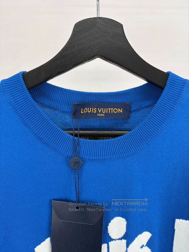 Louis Vuitton Louis Vuitton Blue and white knitted logo short sleeve Size US XL / EU 56 / 4 - 3 Thumbnail