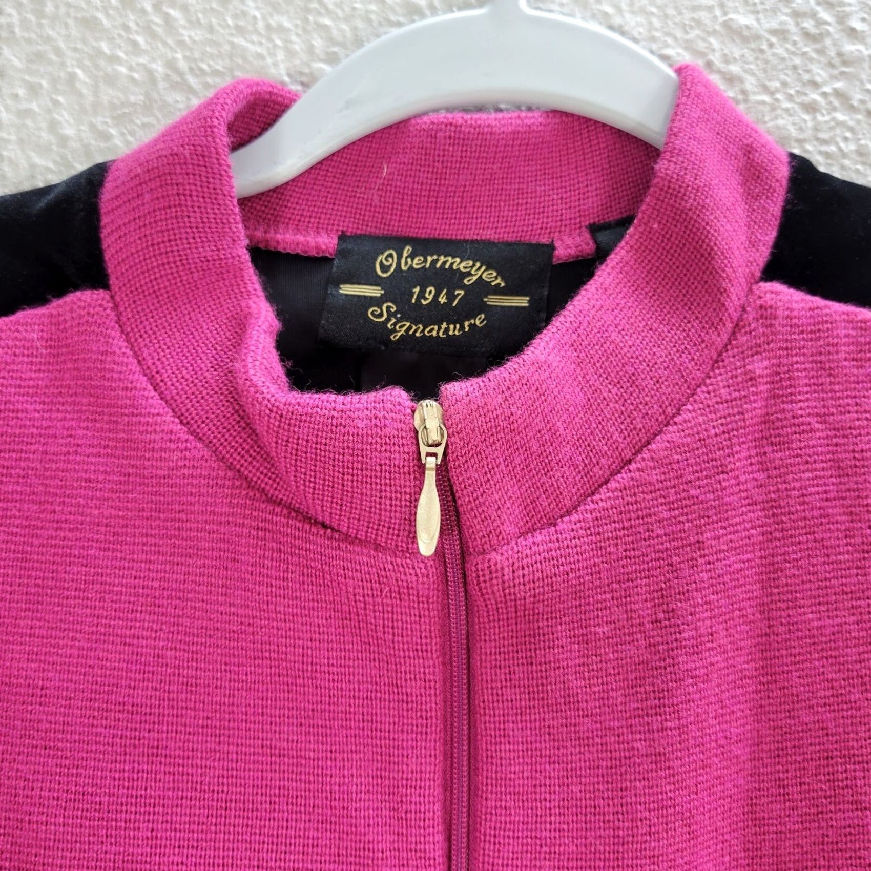 Obermeyer VINTAGE Women's Obermeyer Velvet Wool Ski Vest Sleeveless Pink Black Zip Up Lined Sz M Size M / US 6-8 / IT 42-44 - 5 Thumbnail