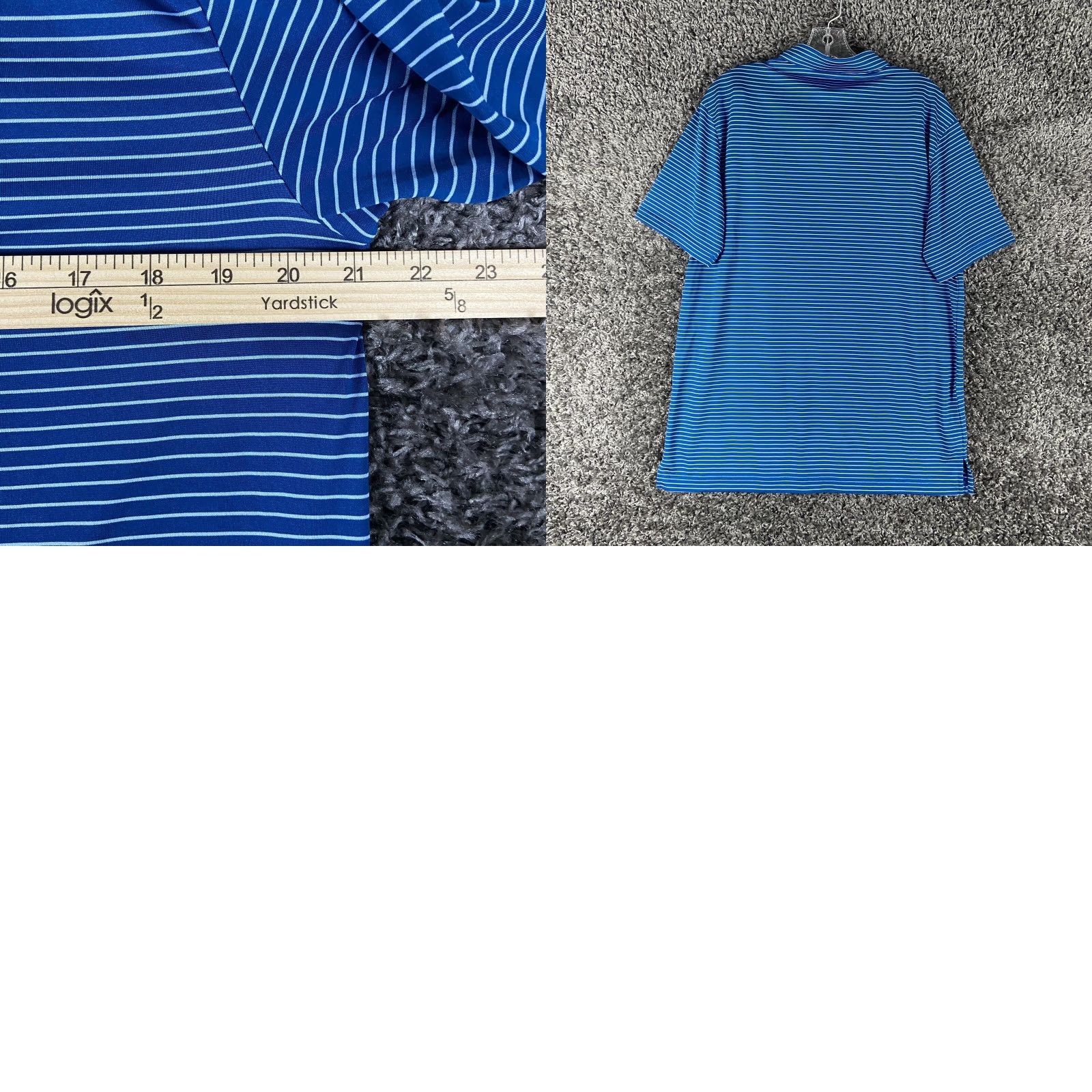 PGA Tour PGA TOUR Polo Shirt Striped Blue Men’s M Short Sleeve Size US M / EU 48-50 / 2 - 8 Thumbnail