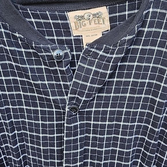 Vintage Big Feet Pajama Black Plaid Cotton Flannel Onesie Drop Seat Size US 37 - 4 Thumbnail