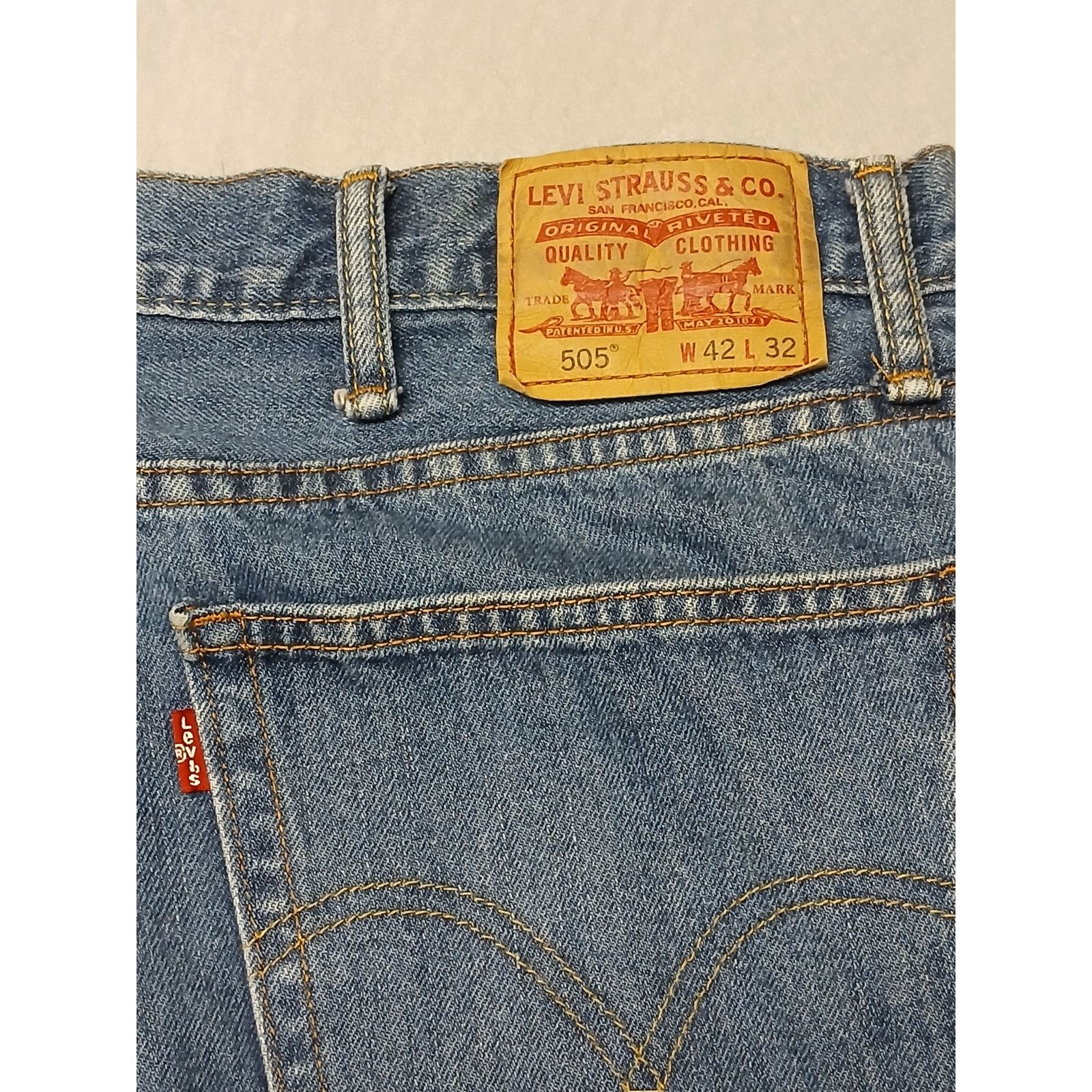 Levi's Levi's (42x32) Men's Straight Fit Blue Denim Jeans Size US 42 / EU 58 - 6 Thumbnail