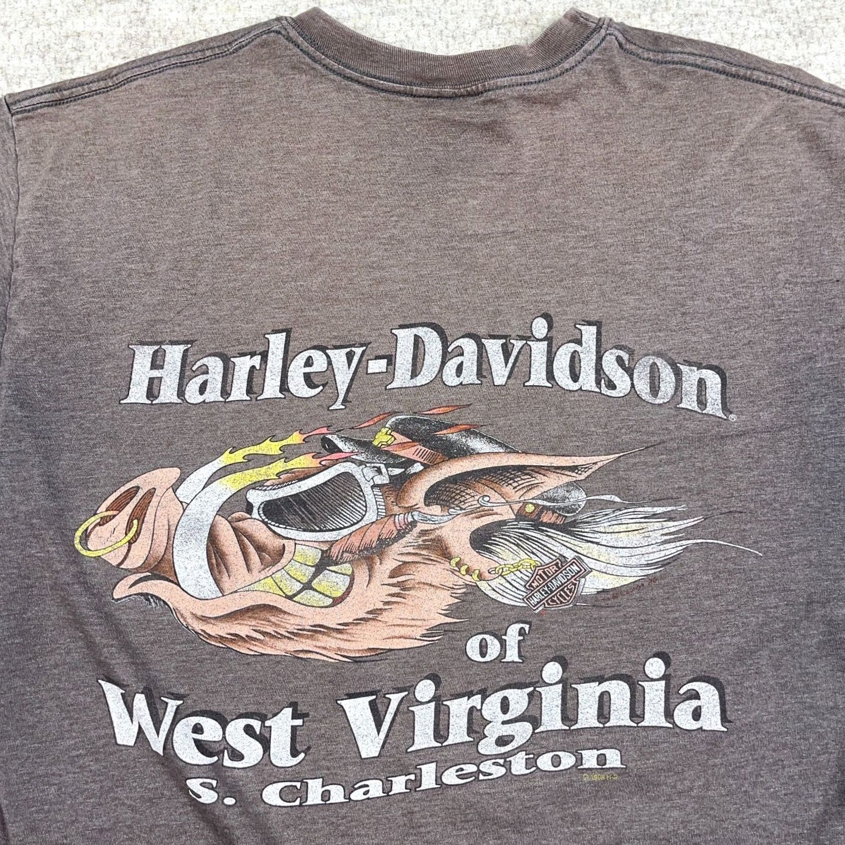 Harley Davidson Vintage Harley-Davidson Shirt Men L Gray Sun Faded Hog Pig Grunge Worn Grunge Logo 80s Retro Biker USA Short Sleeve Crew Neck T-Shirt Cotton Jersey Size US L / EU 52-54 / 3 - 4 Thumbnail