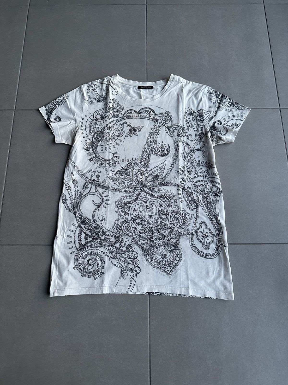 Balmain Balmain Homme AW09 distressed paisley print t-shirt Size US L / EU 52-54 / 3 - 2 Thumbnail