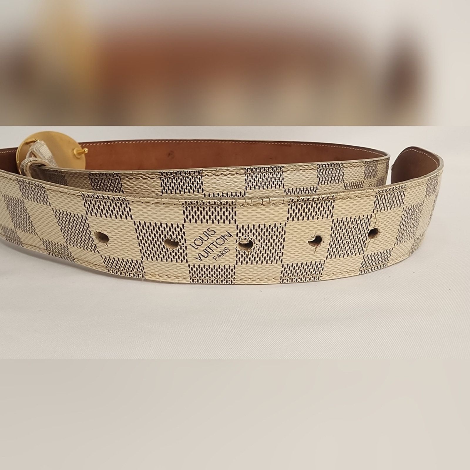 Louis Vuitton Louis Vuitton Damier Azur Canvas Voyage Belt 100/40 Size ONE SIZE - 8 Thumbnail