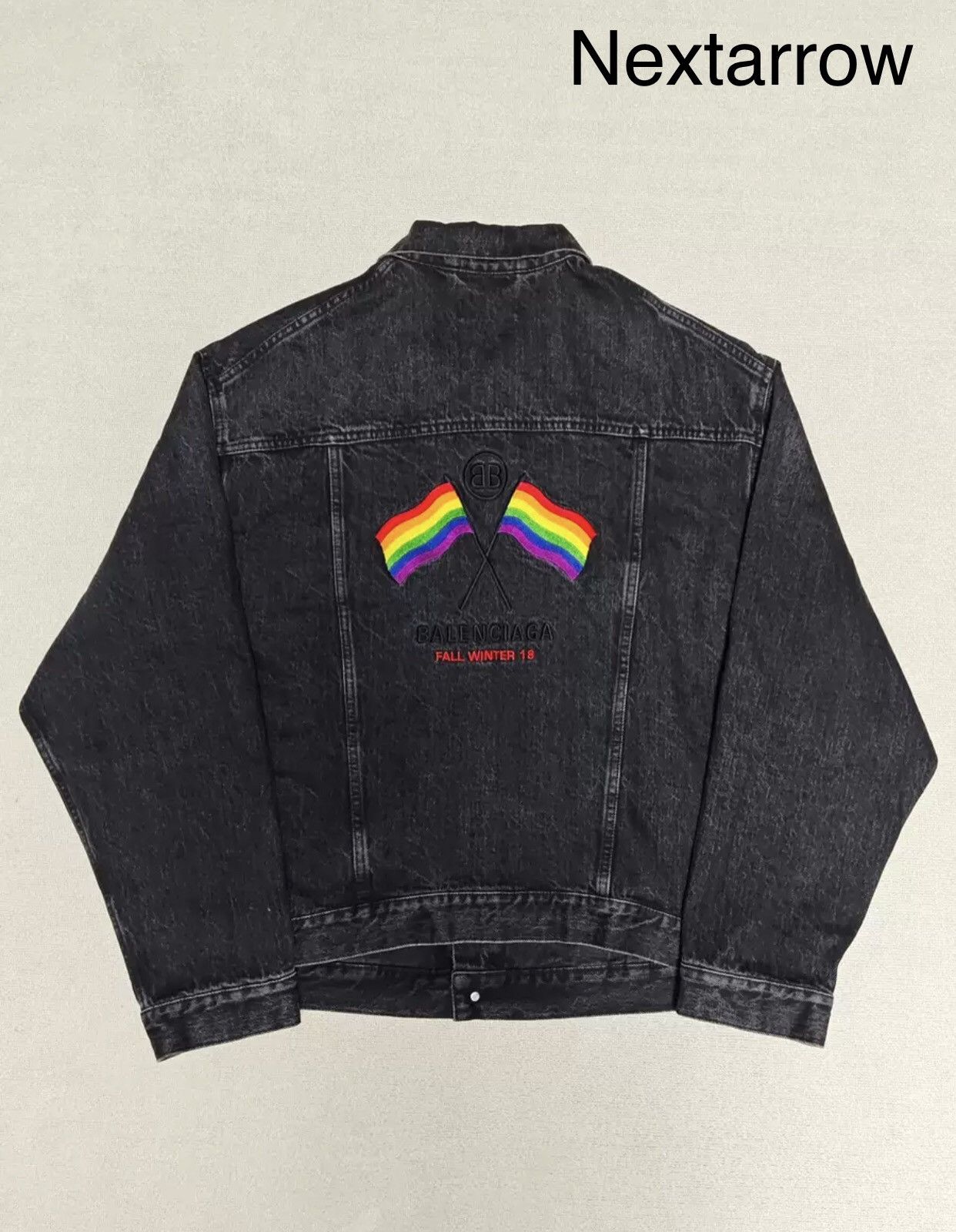 Balenciaga rainbow flag denim jacket sale